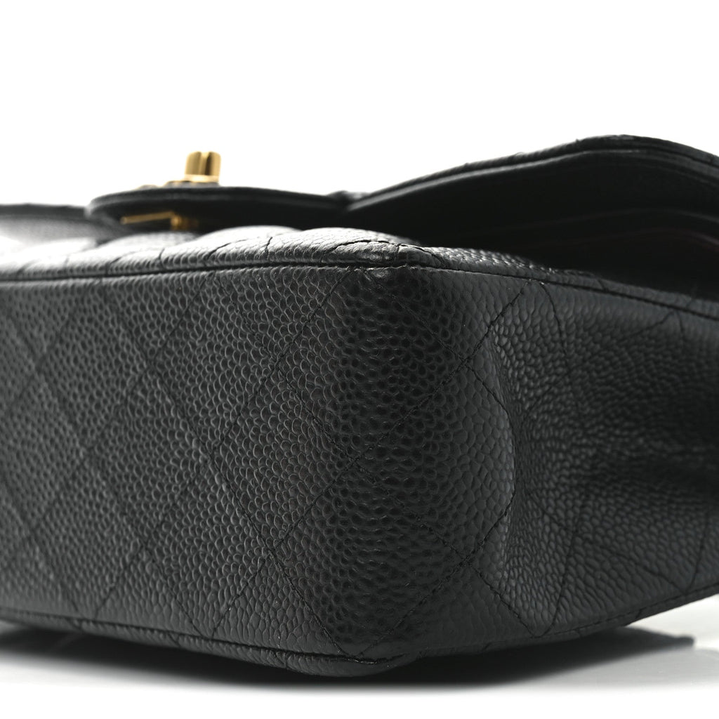 Caviar Quilted Small Double Flap Black