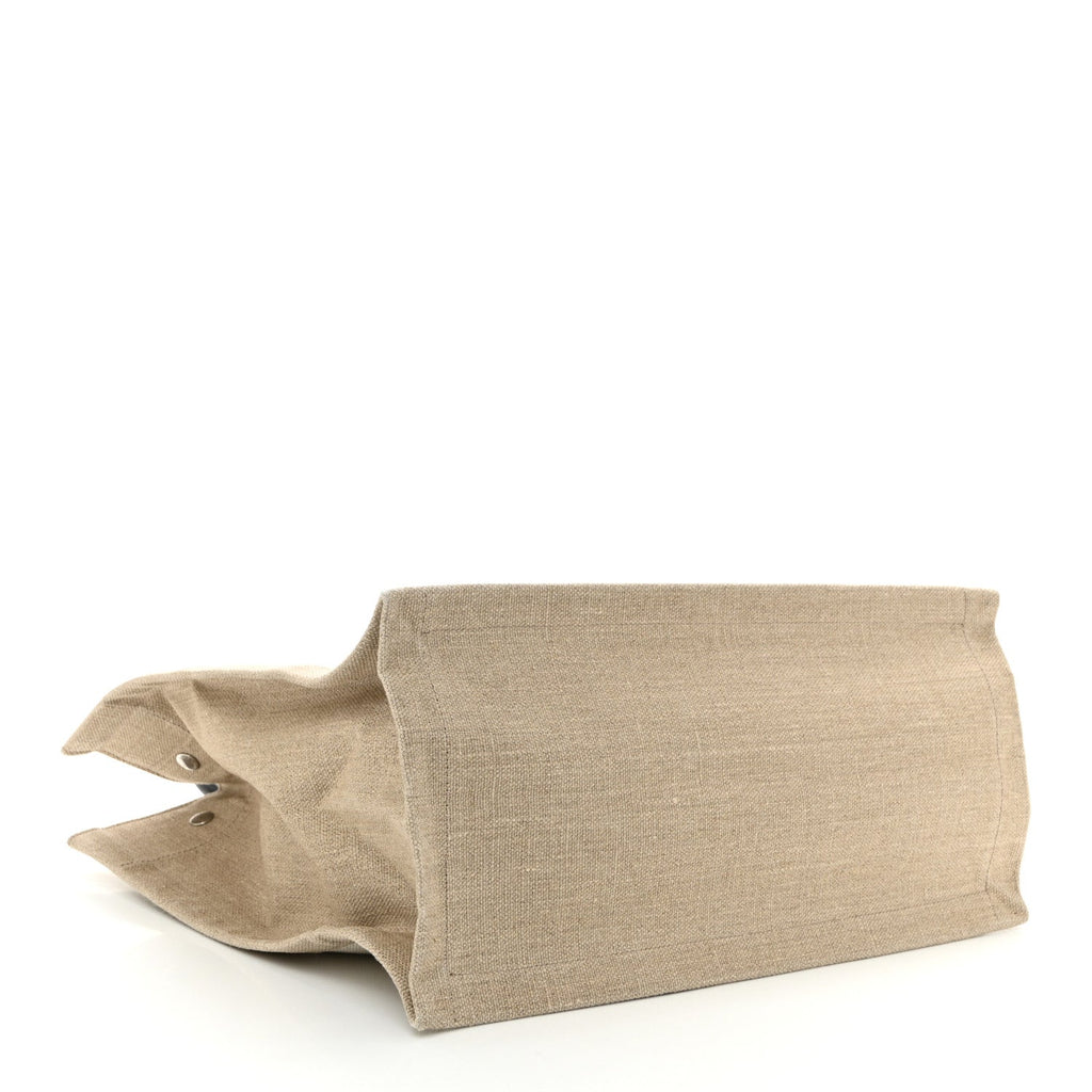 Linen Calfskin Small Rive Gauche Tote Greggio Natural