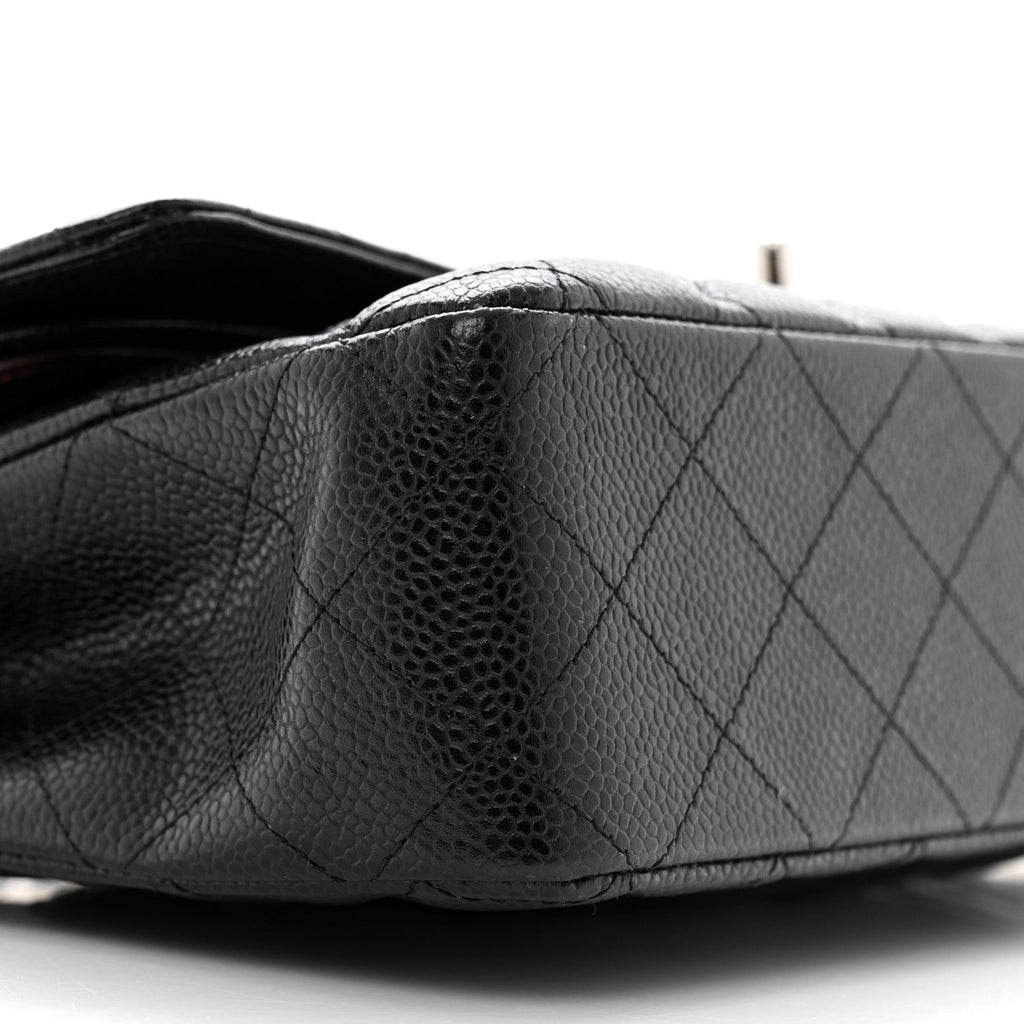 Caviar Quilted Medium Double Flap Black