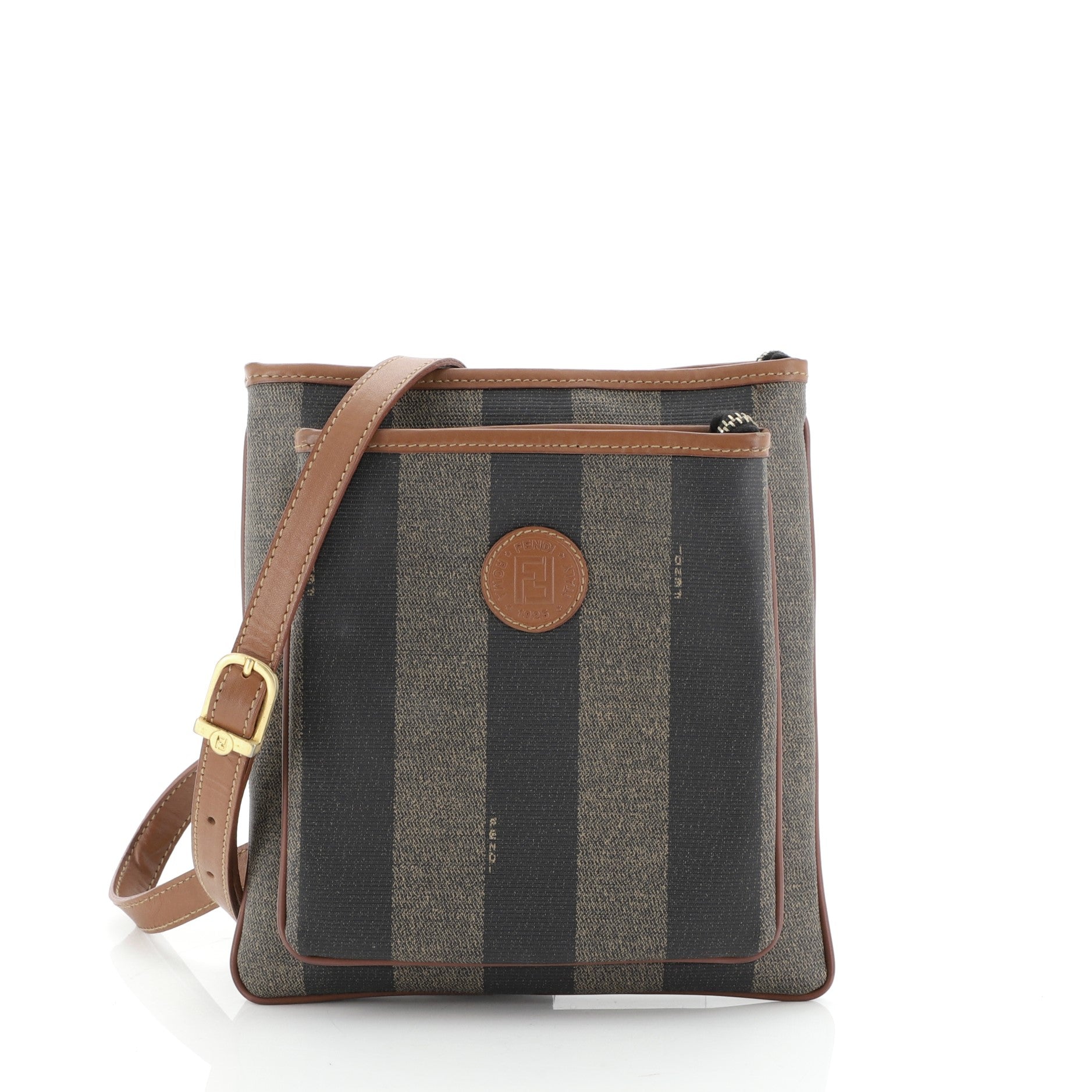 Vintage Pequin Front Pocket Crossbody Bag Coated Canvas Mini