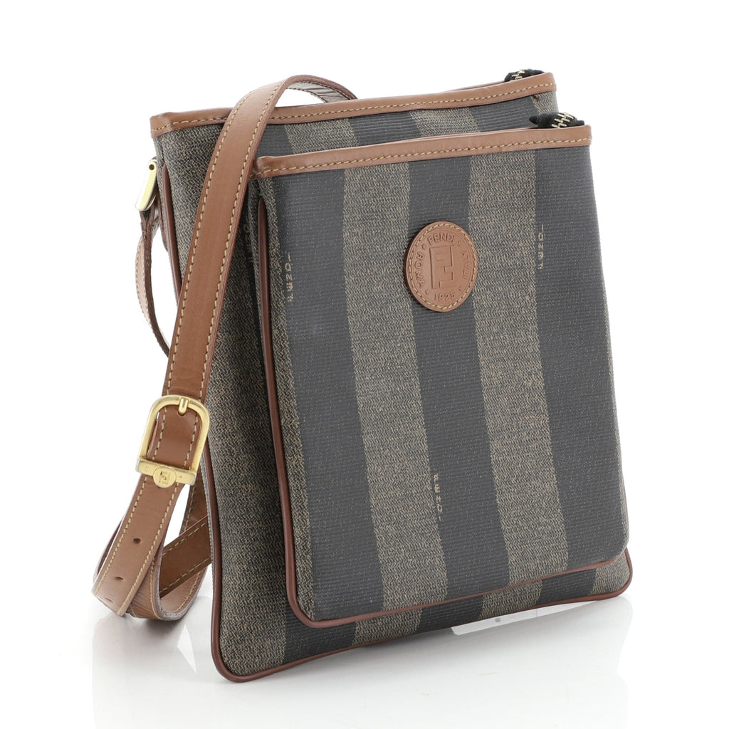 Vintage Pequin Front Pocket Crossbody Bag Coated Canvas Mini