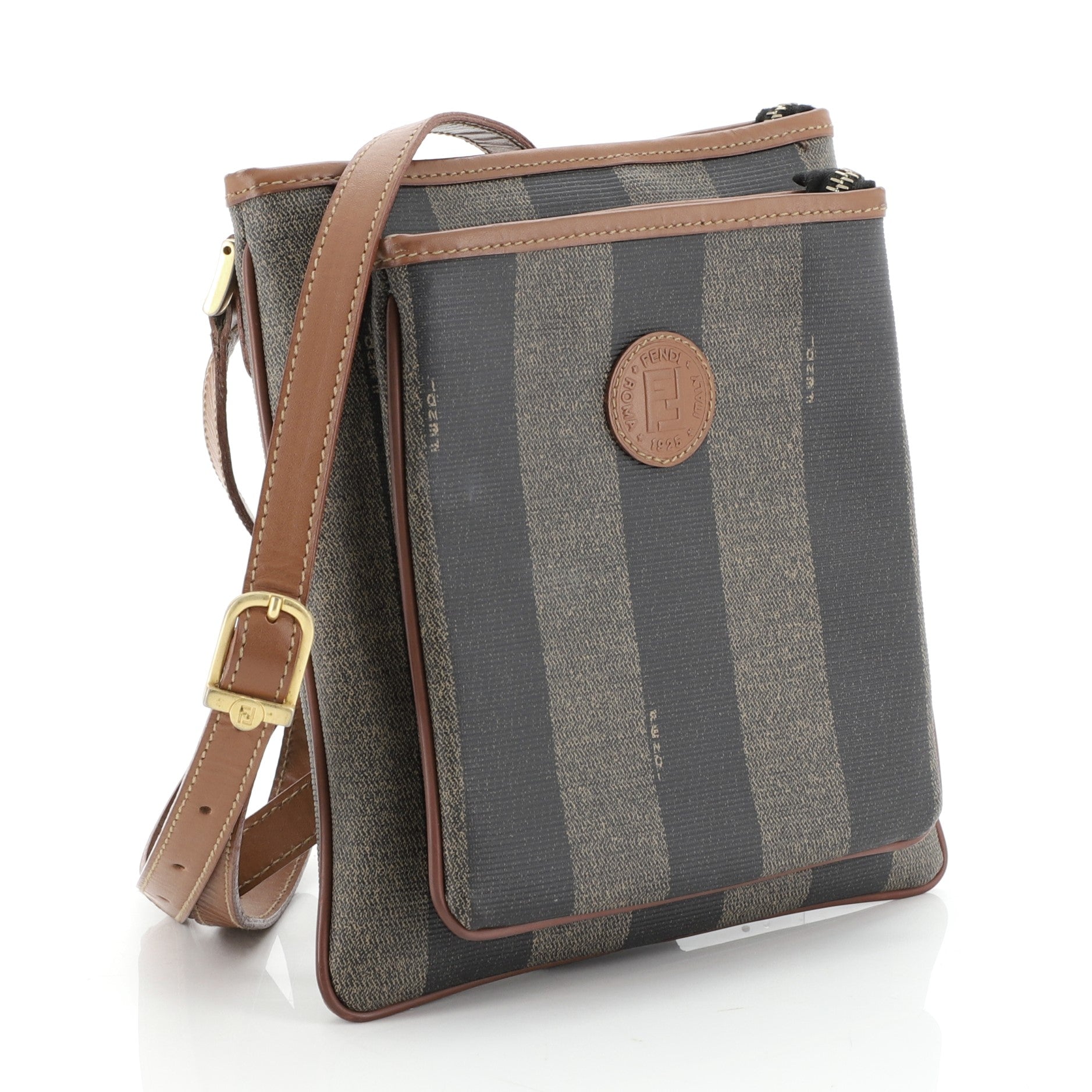 Vintage Pequin Front Pocket Crossbody Bag Coated Canvas Mini