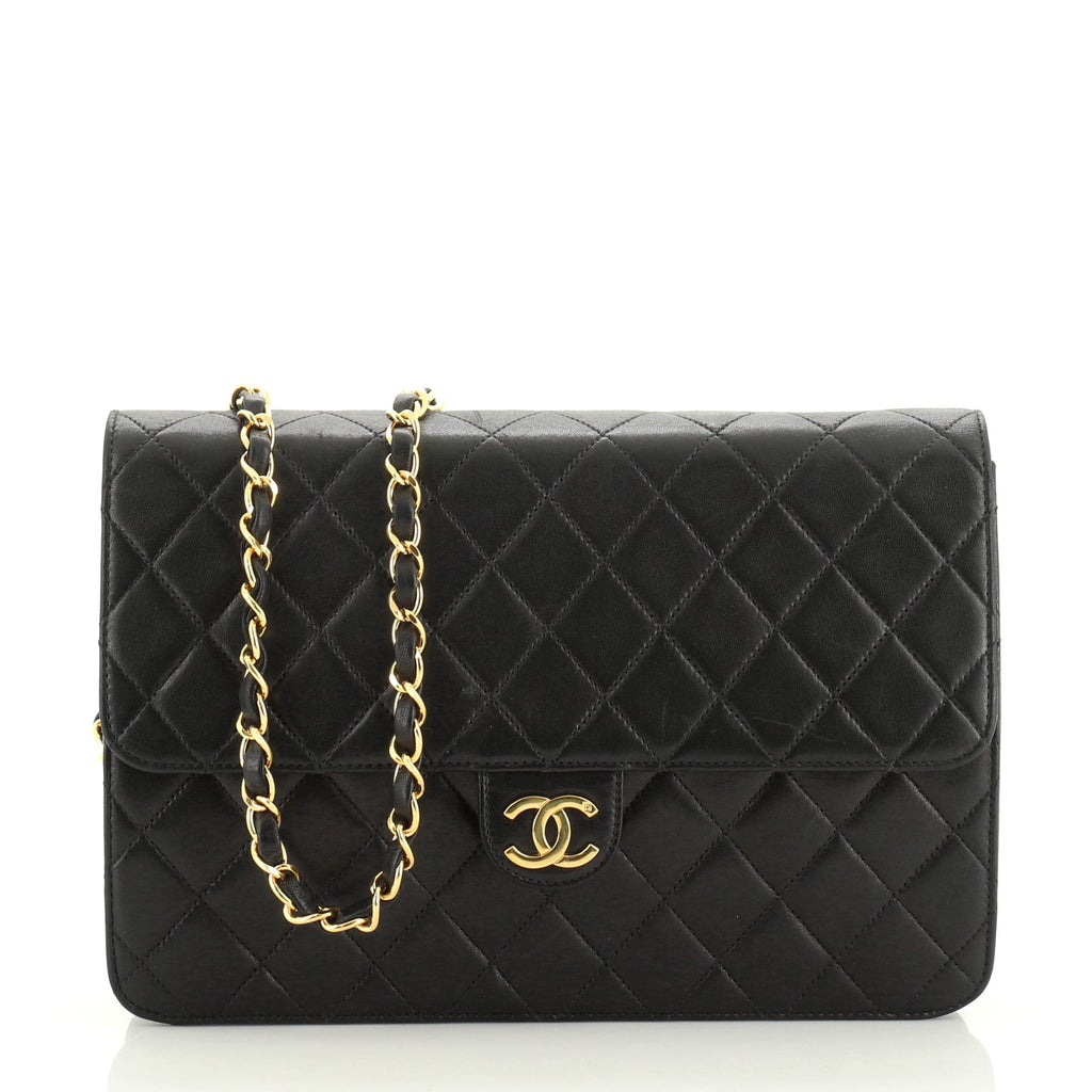 Vintage Clutch with Chain Quilted Leather Medium