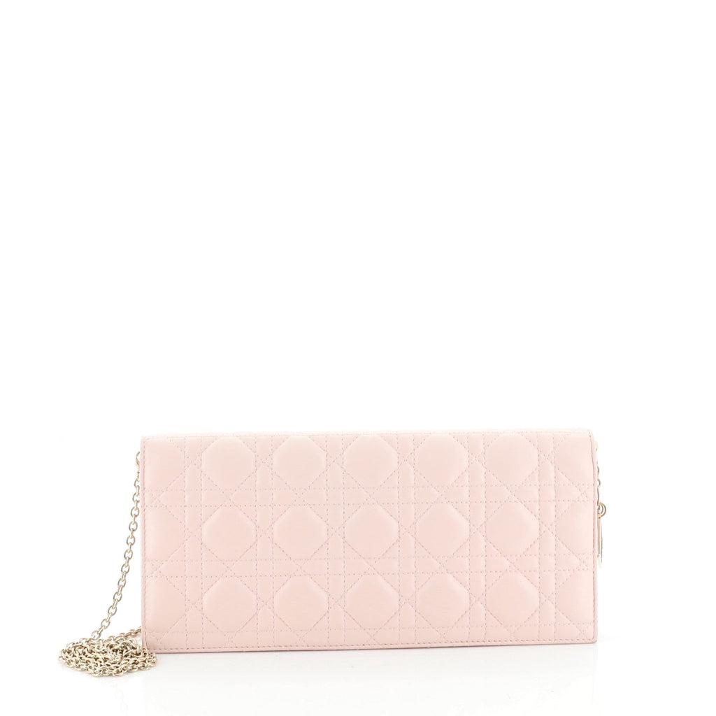 Lady Dior Chain Convertible Clutch Cannage Quilt Leather Long