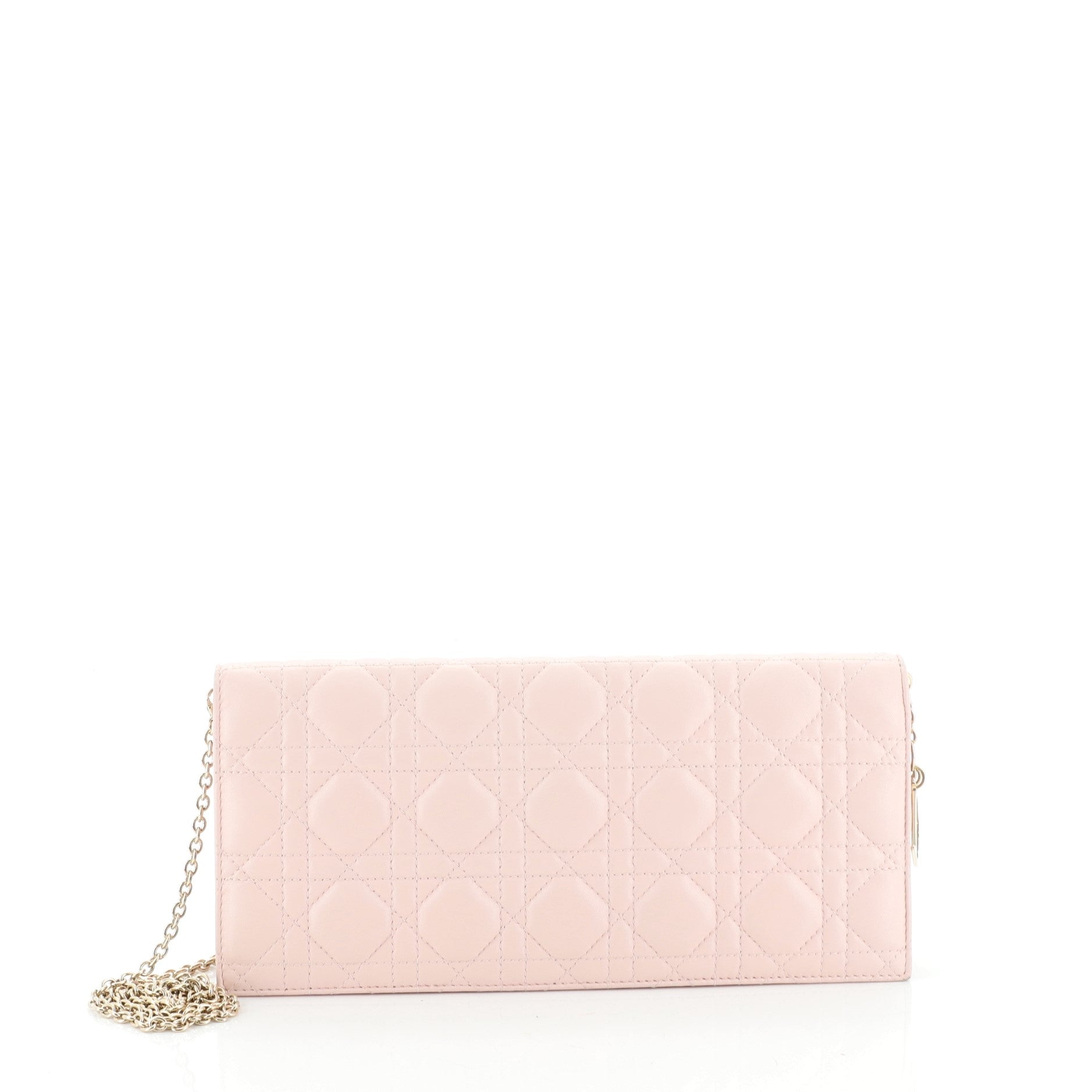 Lady Dior Chain Convertible Clutch Cannage Quilt Leather Long