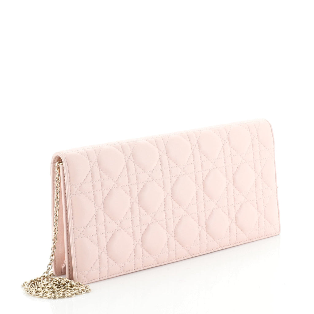 Lady Dior Chain Convertible Clutch Cannage Quilt Leather Long