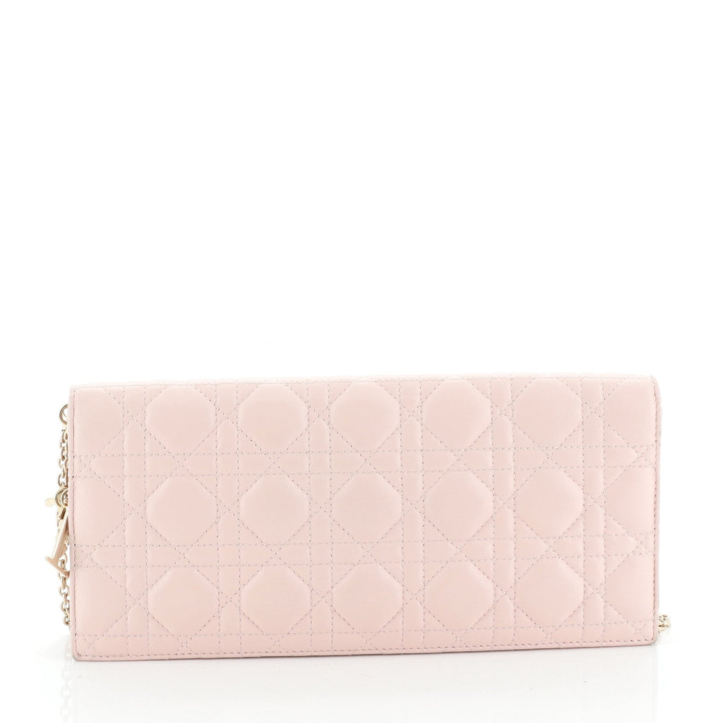 Lady Dior Chain Convertible Clutch Cannage Quilt Leather Long