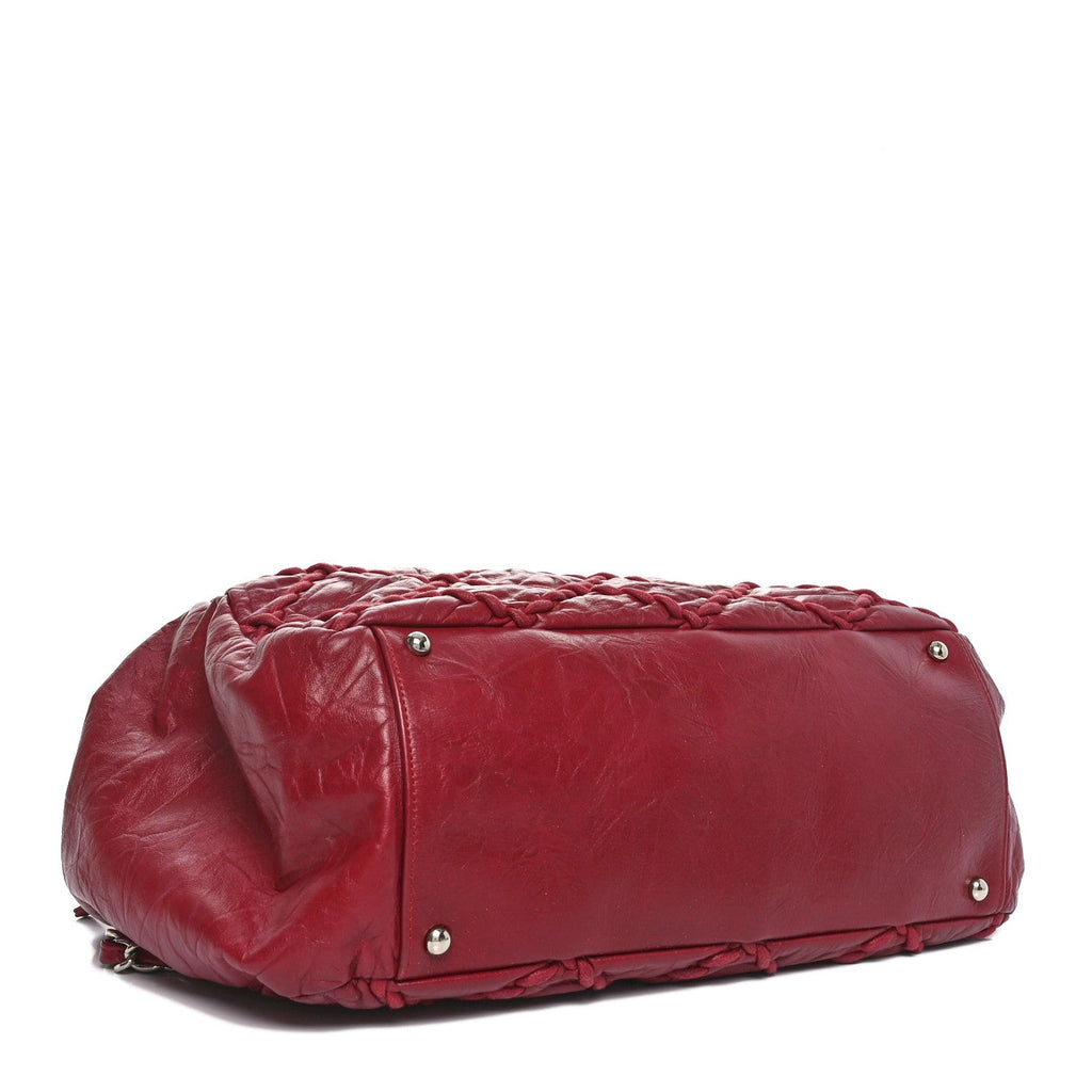 Calfskin Ultra Stitch Large Bowler Red