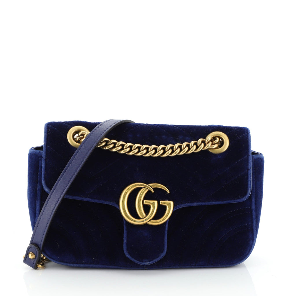 GG Marmont Flap Bag Matelasse Velvet Mini