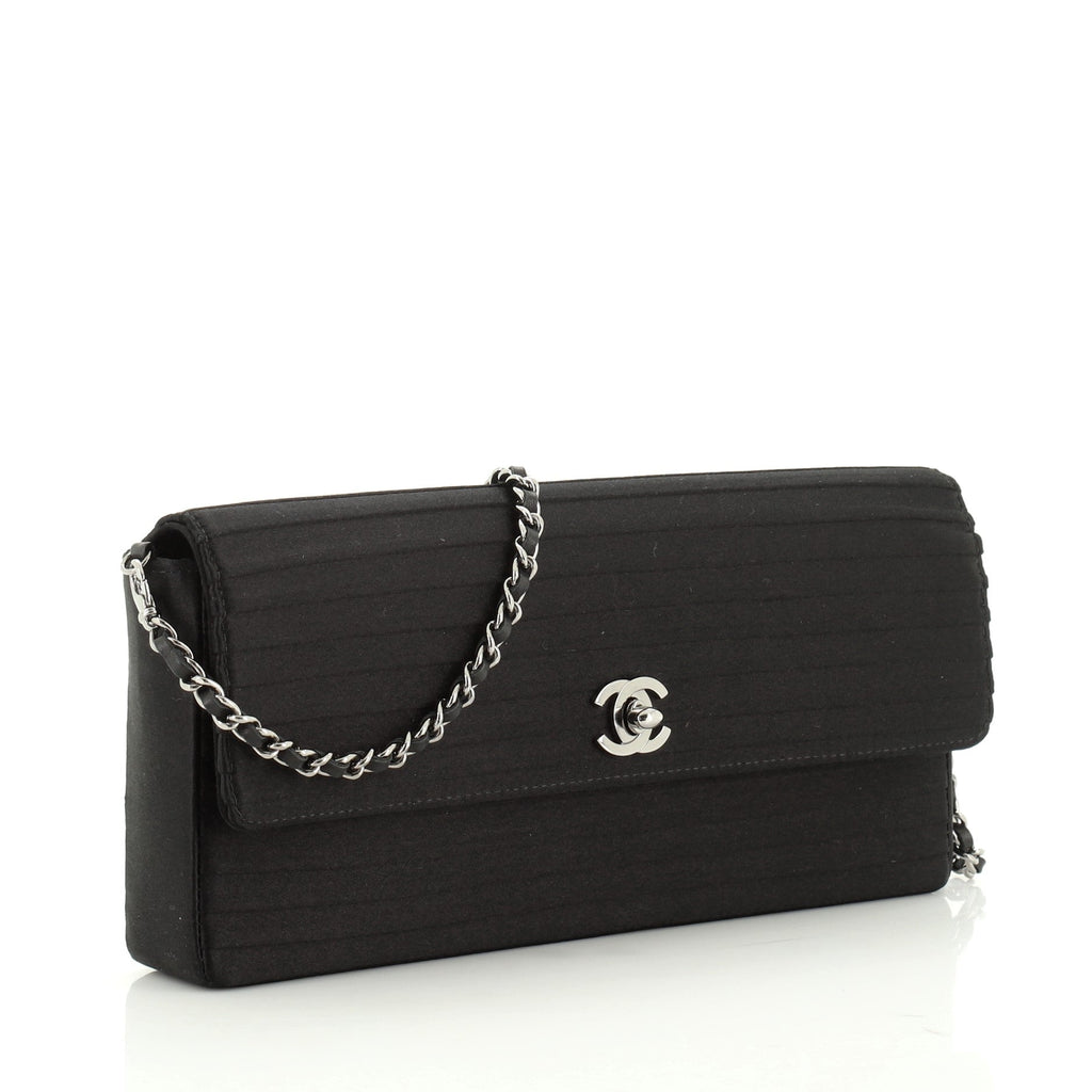 Vintage Clutch with Chain Pleated Satin Medium