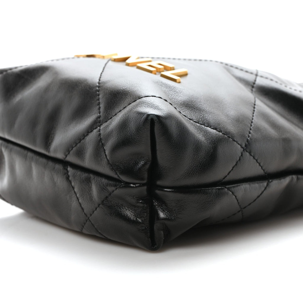 Shiny Calfskin Quilted Mini Chanel 22 Black