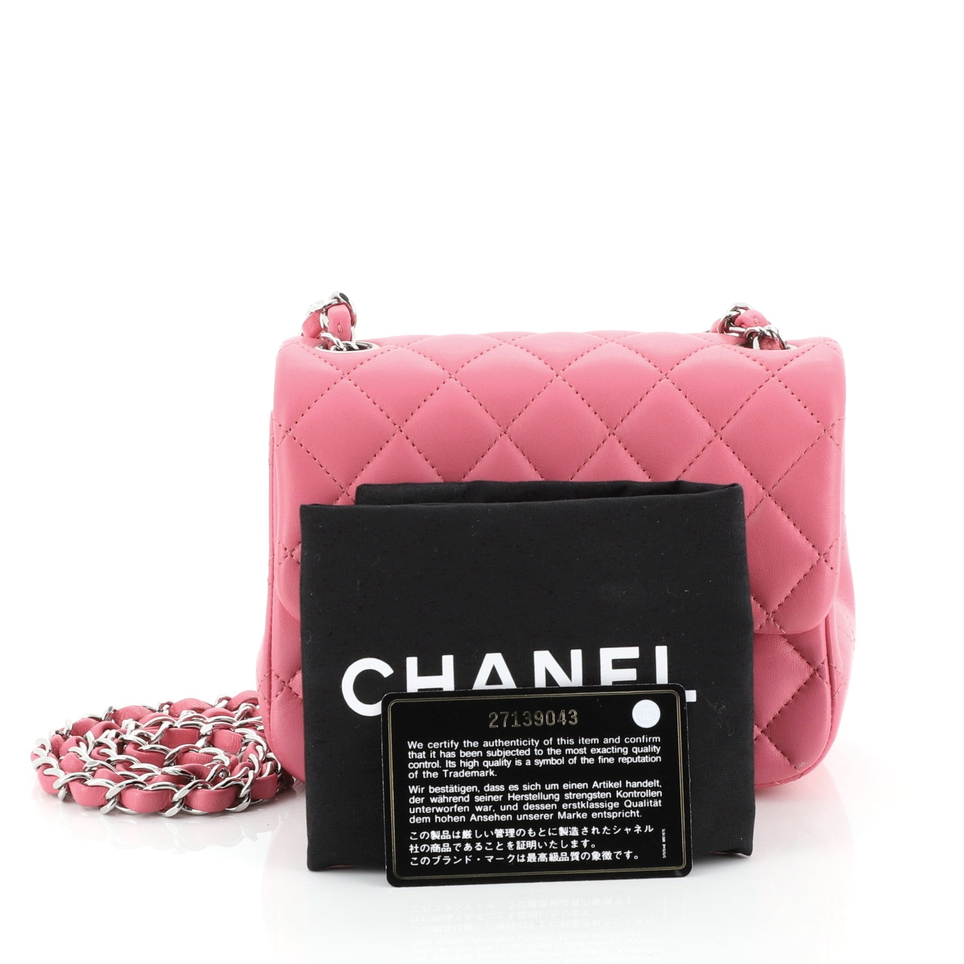 Square Classic Single Flap Bag Quilted Lambskin Mini