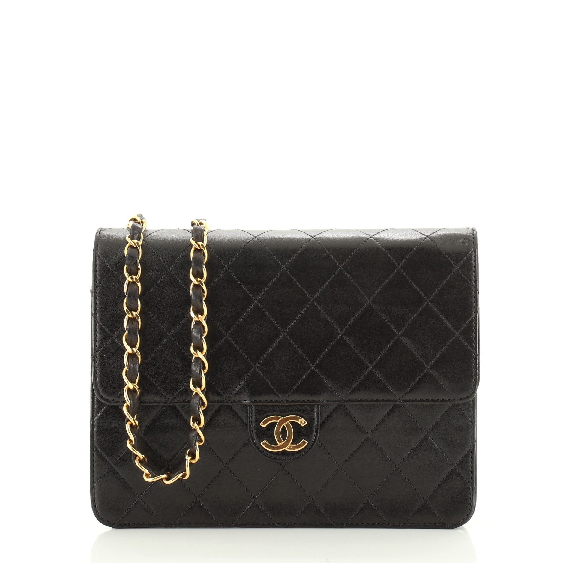 Vintage Clutch with Chain Quilted Leather Small
