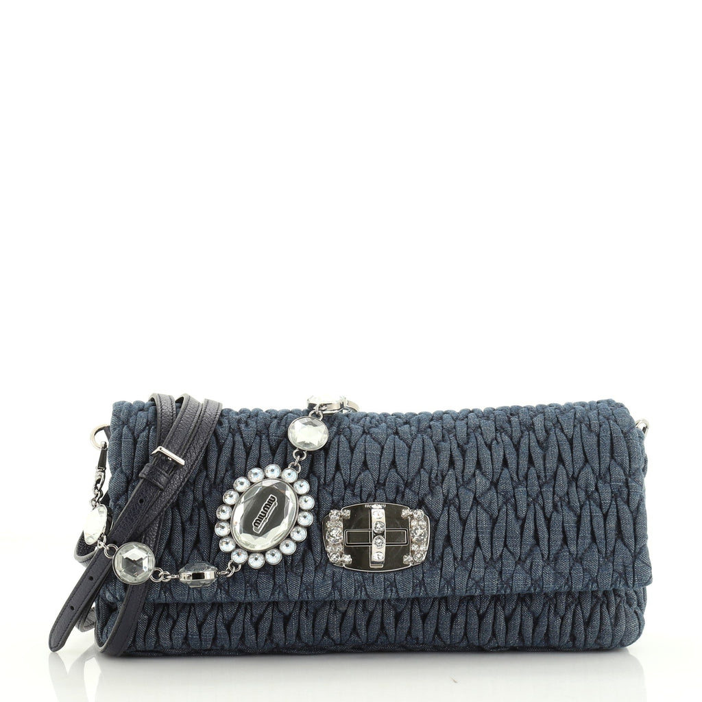 Crystal Clutch Matelasse Denim Small