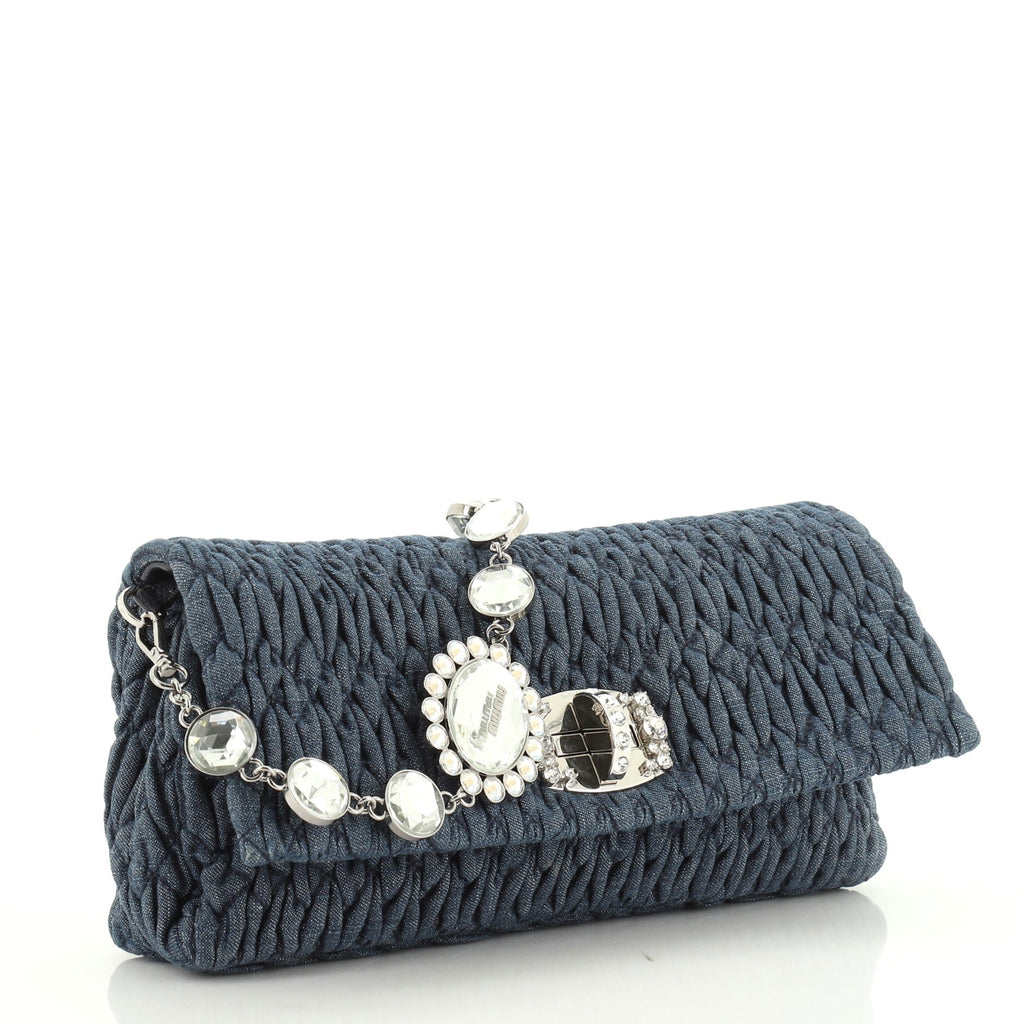 Crystal Clutch Matelasse Denim Small