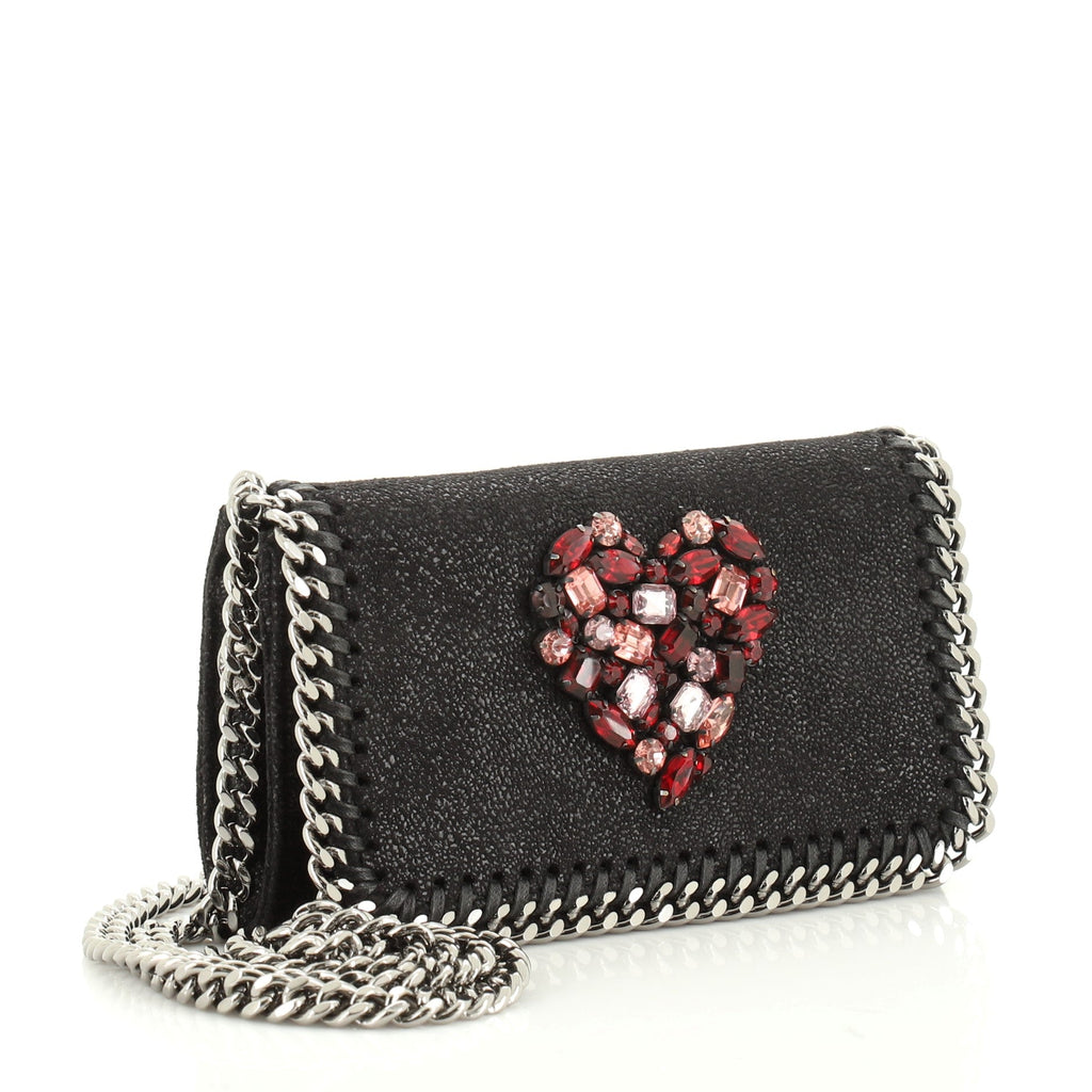 Falabella Flap Crossbody Bag Crystal Embellished Shaggy Deer Mini