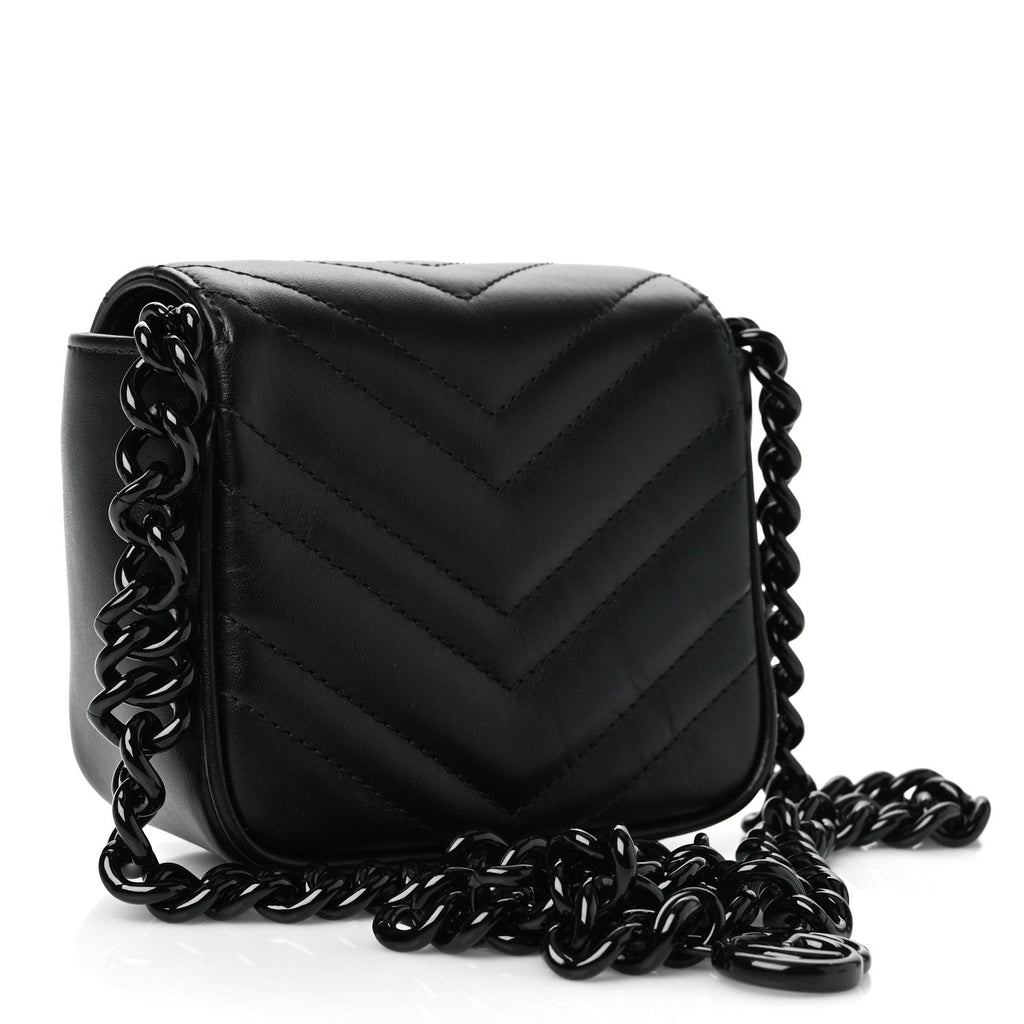 Calfskin Matelasse Monochrome GG Marmont Chain Mini Belt Bag Black