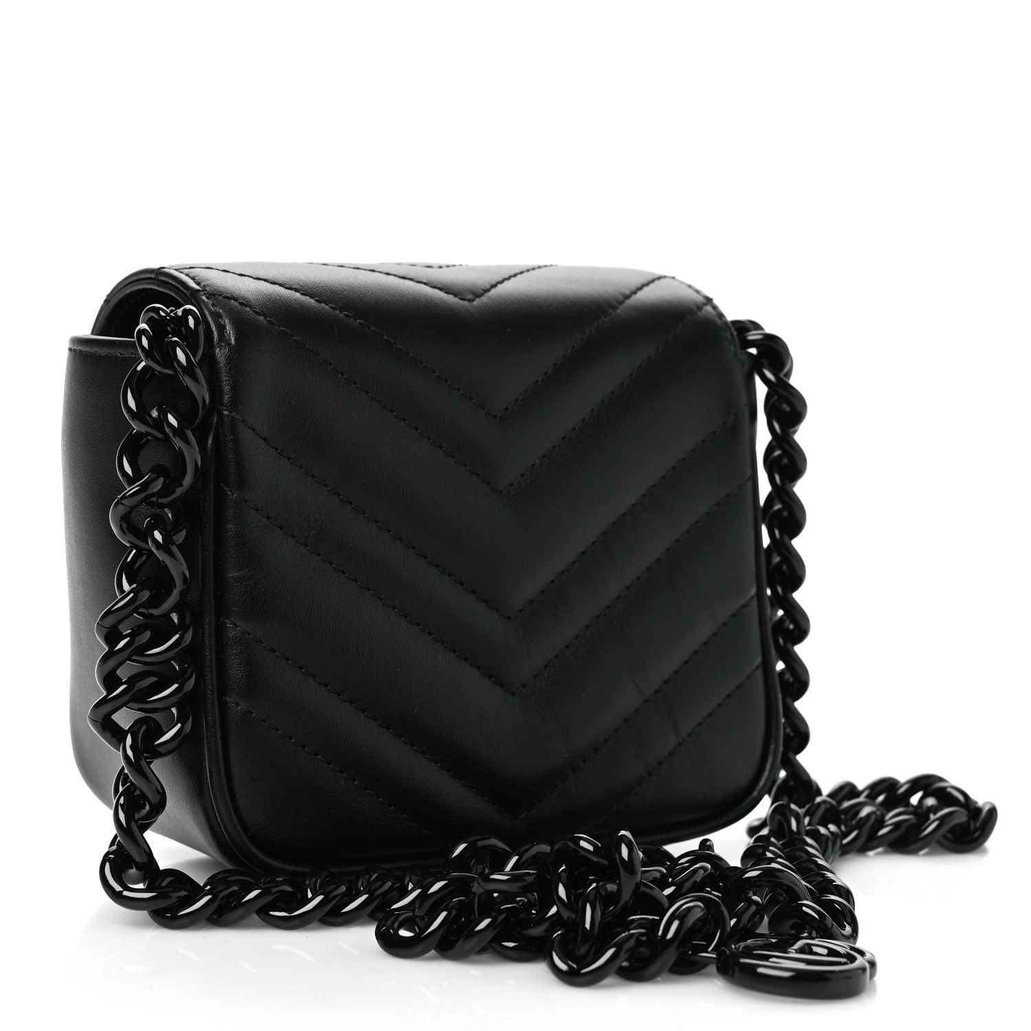 Calfskin Matelasse Monochrome GG Marmont Chain Mini Belt Bag Black