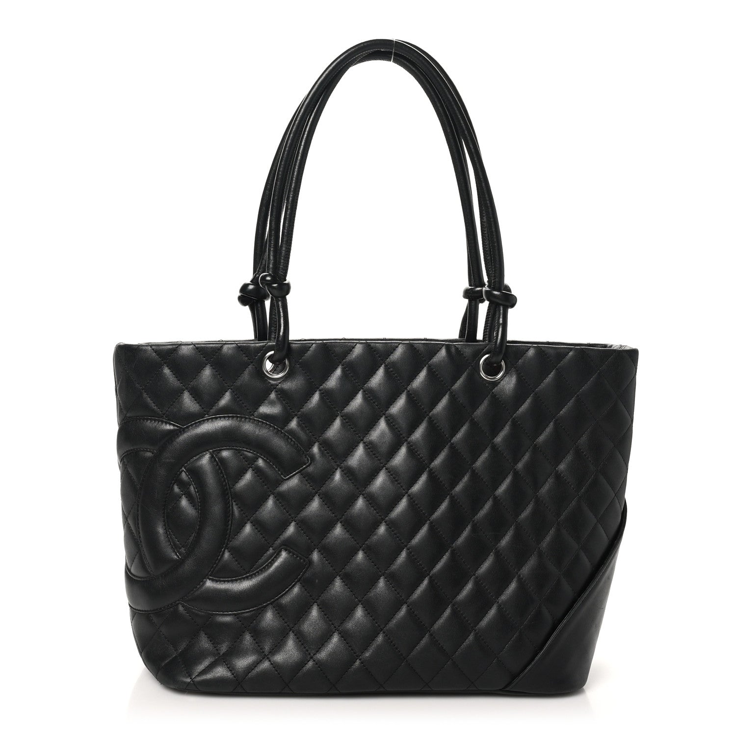 Calfskin Quilted Large Cambon Tote Black