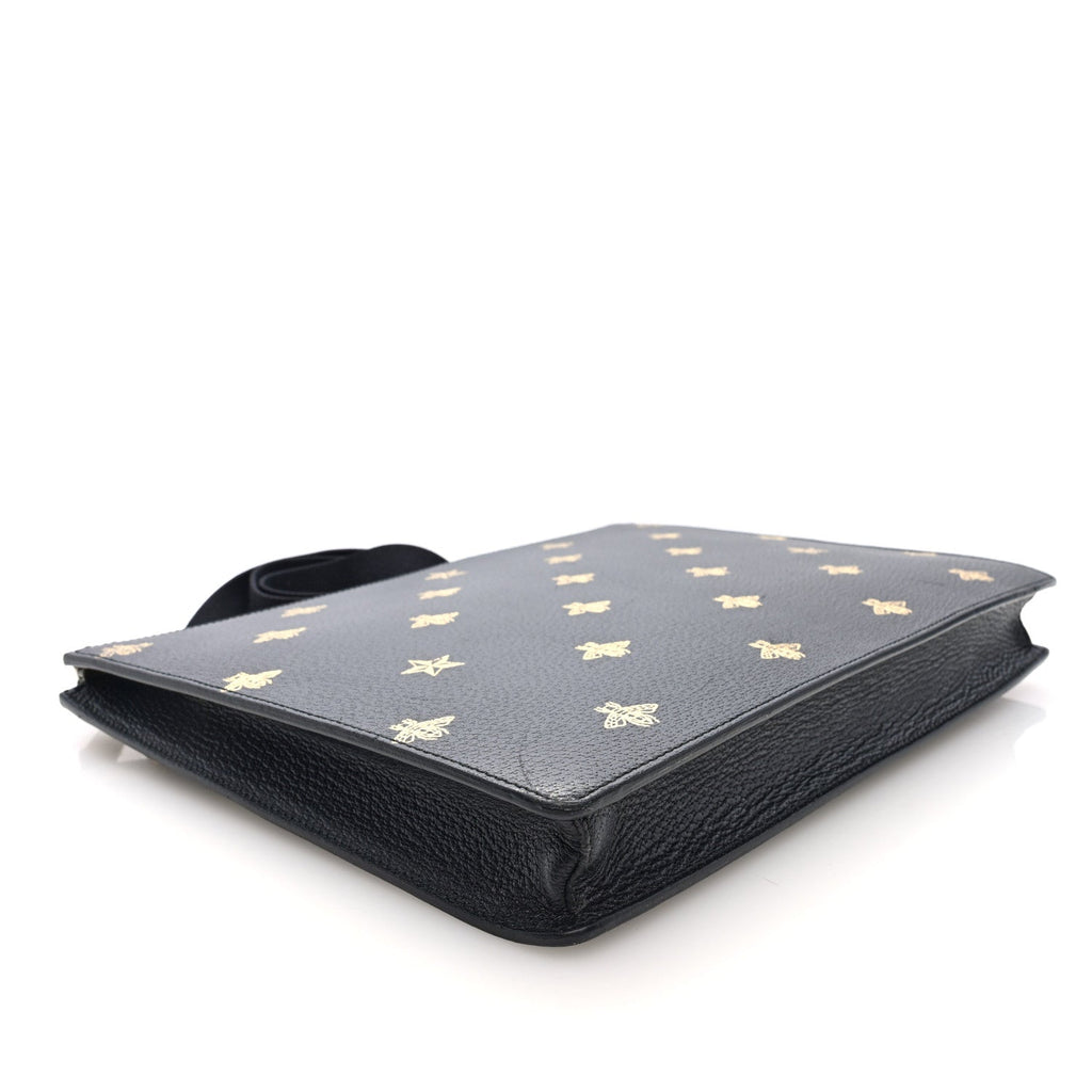 Grained Calfskin Bee Star Messenger Black