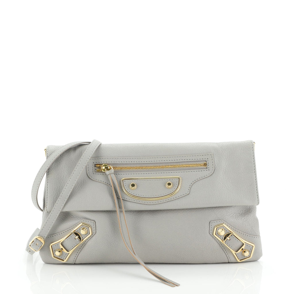 Envelope Strap Clutch Classic Studs Leather