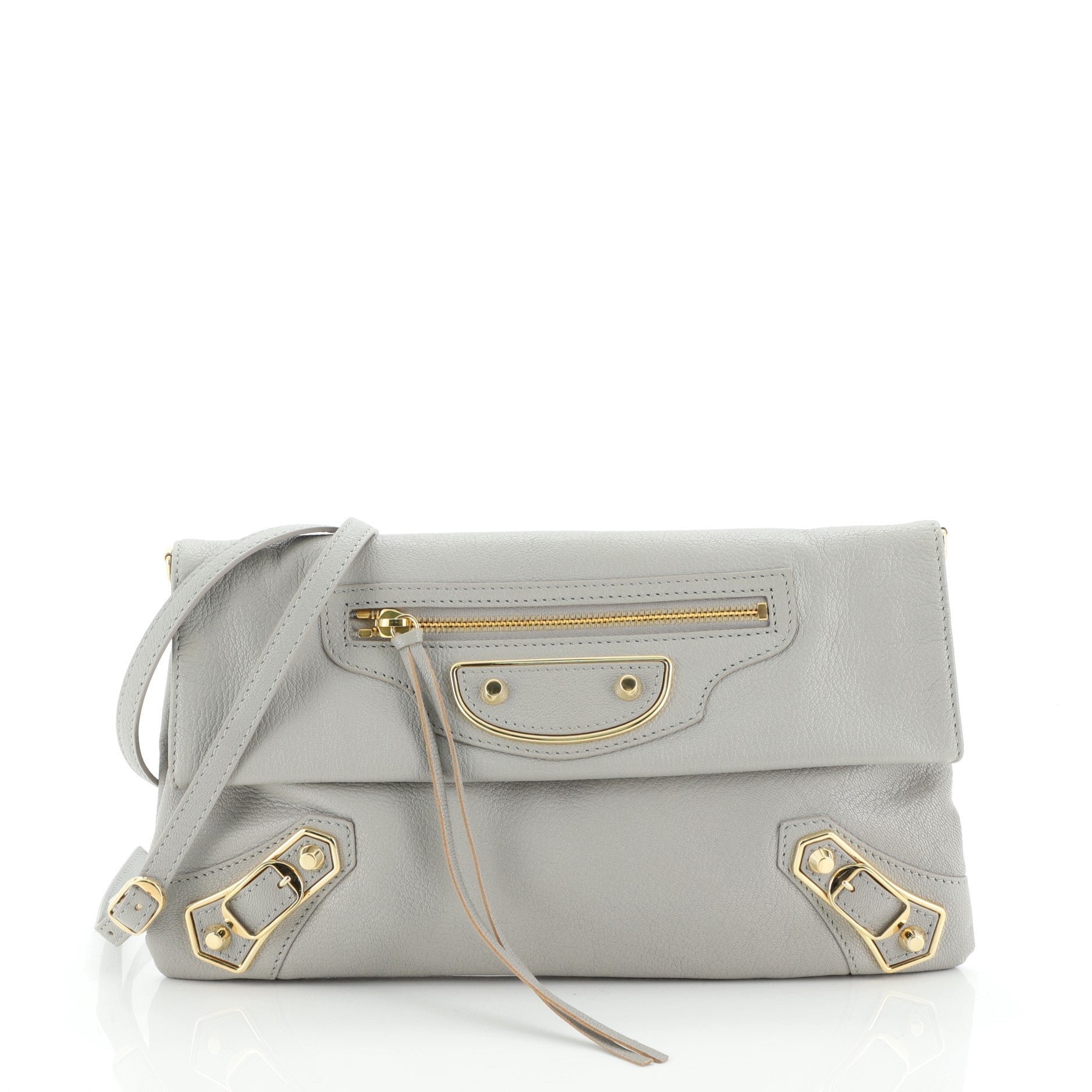 Envelope Strap Clutch Classic Studs Leather