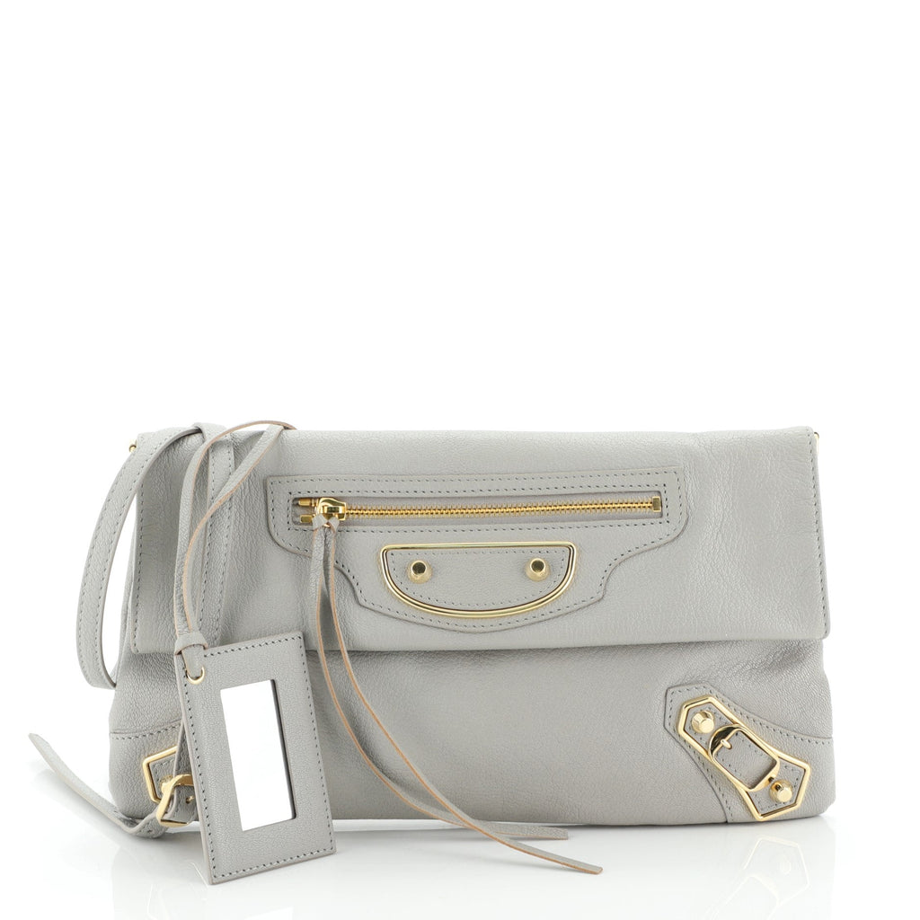 Envelope Strap Clutch Classic Studs Leather