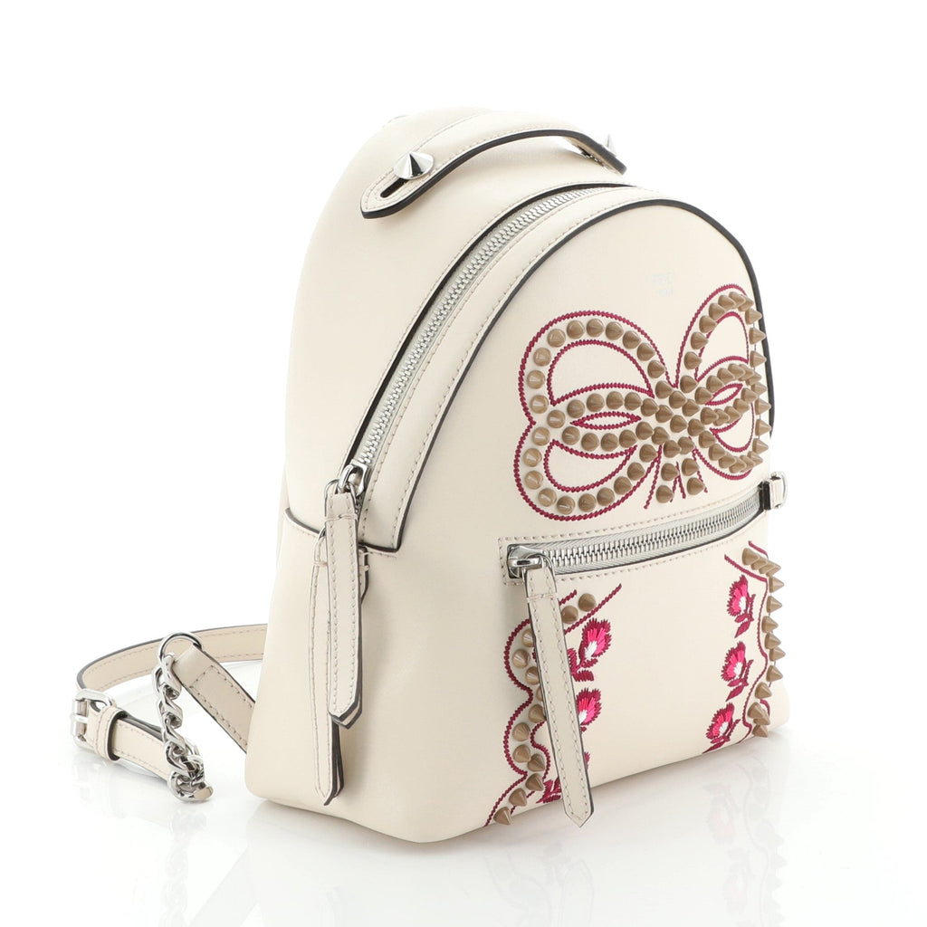 Front Zip Backpack Embellished Leather Mini