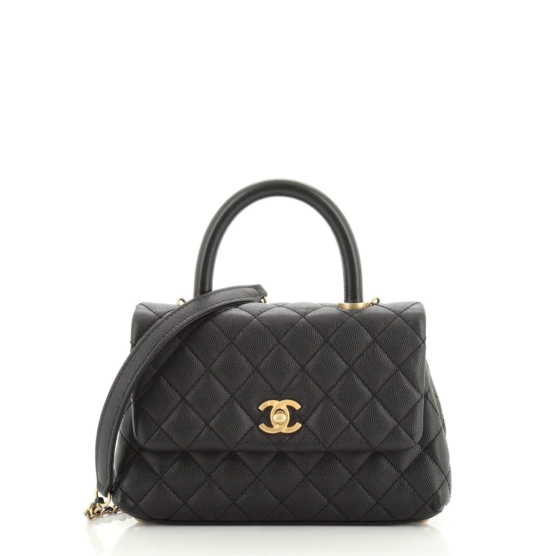 Coco Top Handle Bag Quilted Caviar Mini