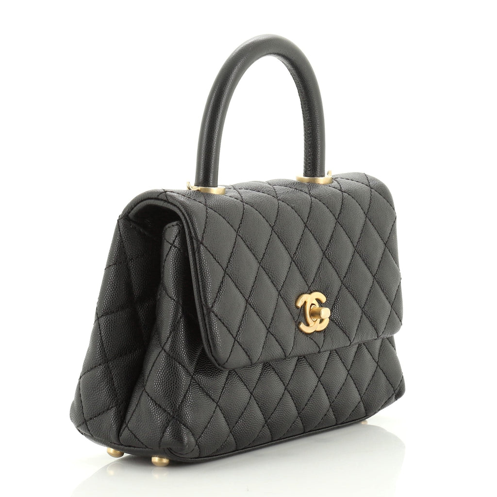 Coco Top Handle Bag Quilted Caviar Mini
