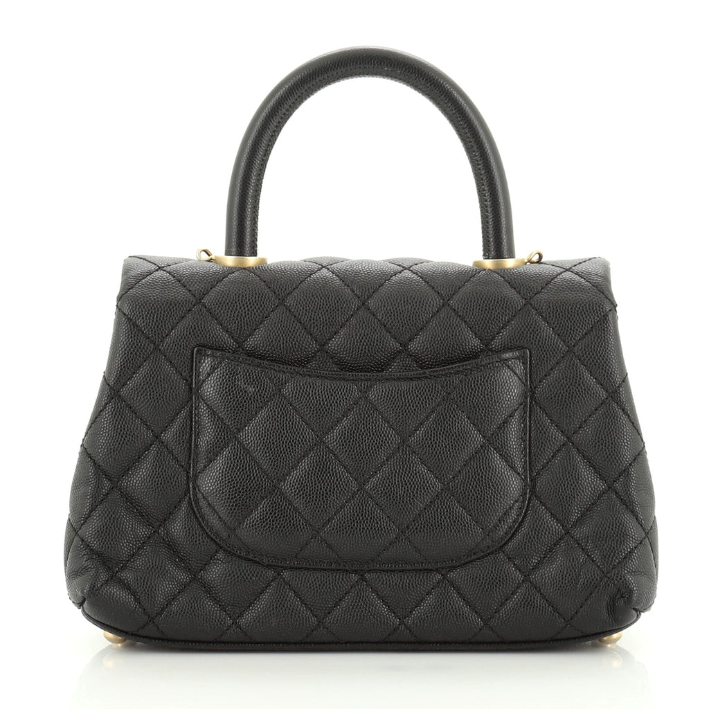 Coco Top Handle Bag Quilted Caviar Mini