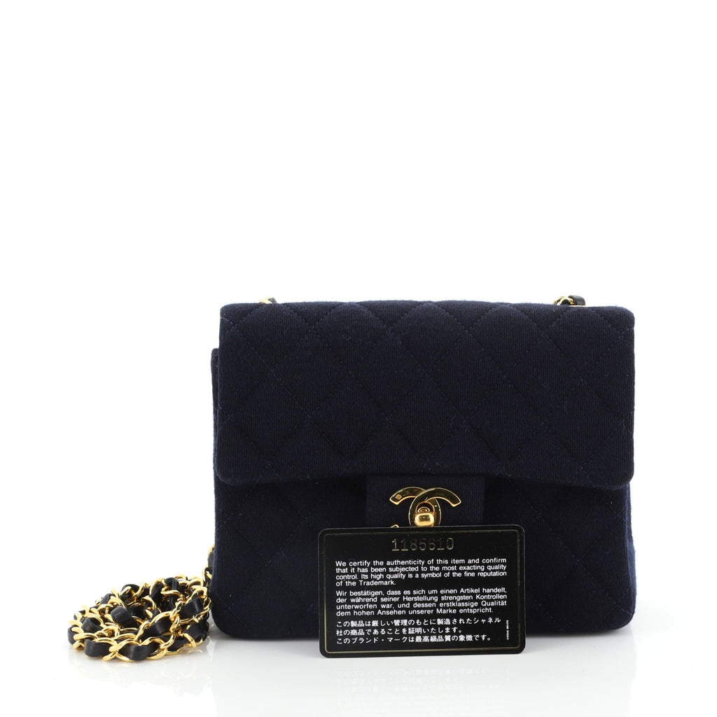 Vintage CC Chain Flap Bag Quilted Jersey Mini