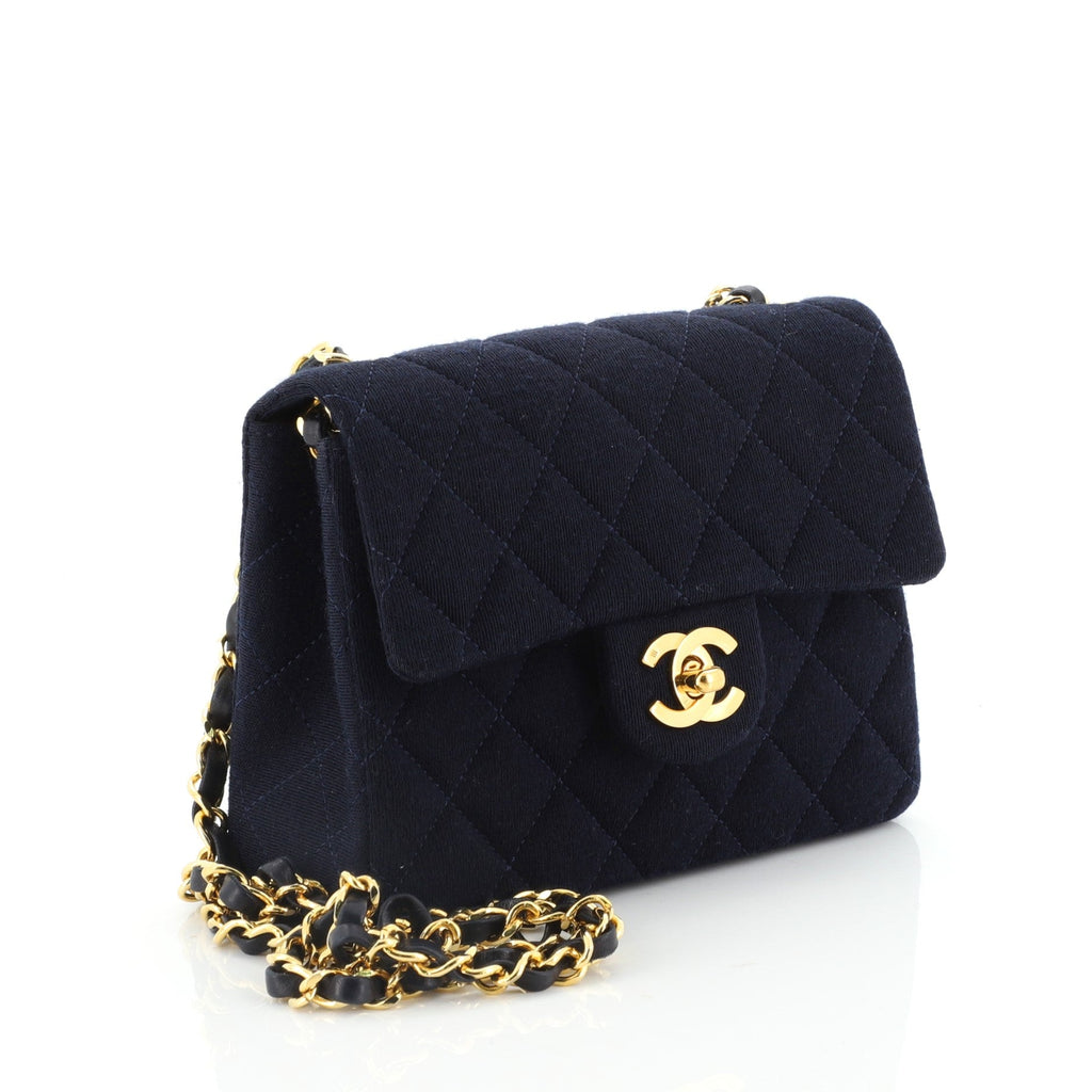 Vintage CC Chain Flap Bag Quilted Jersey Mini