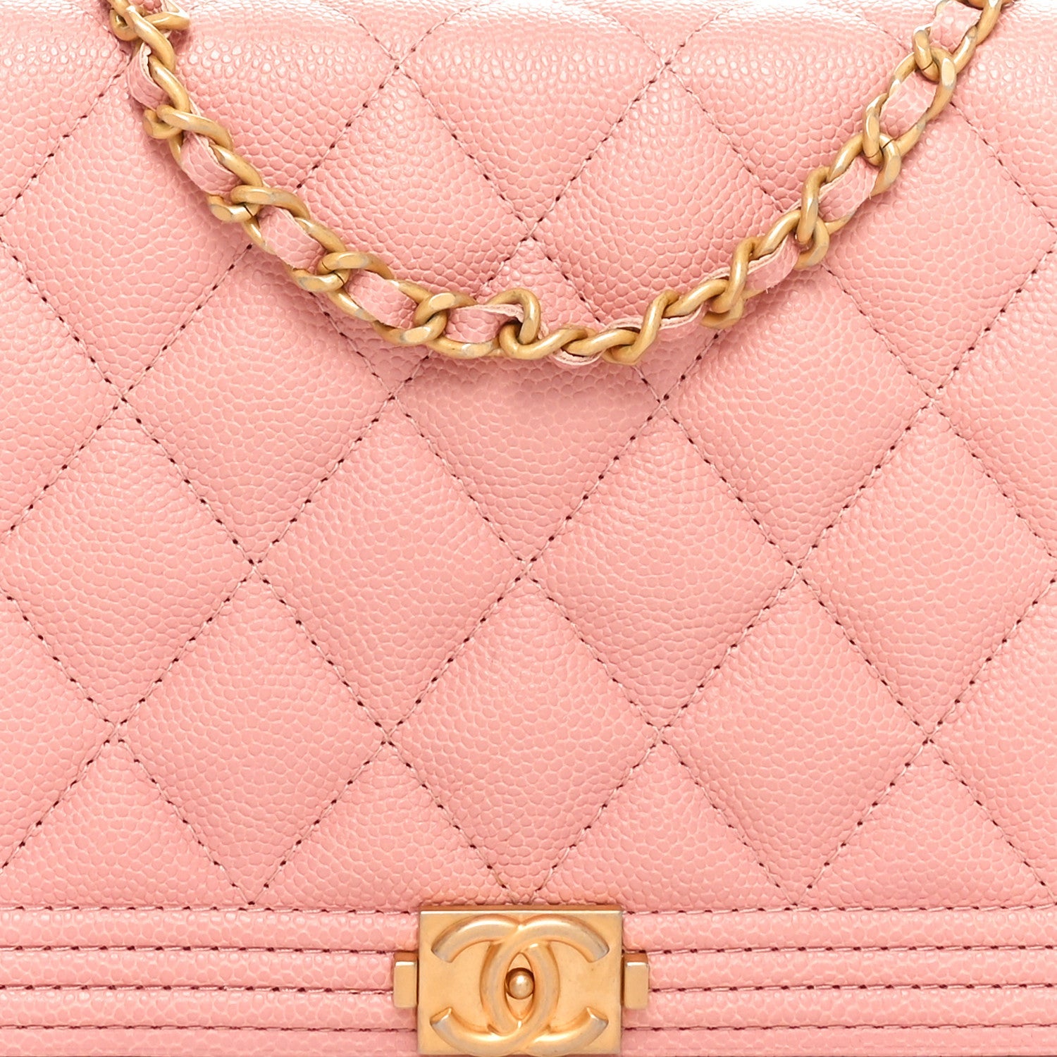 Caviar Quilted Boy Wallet On Chain WOC Pink
