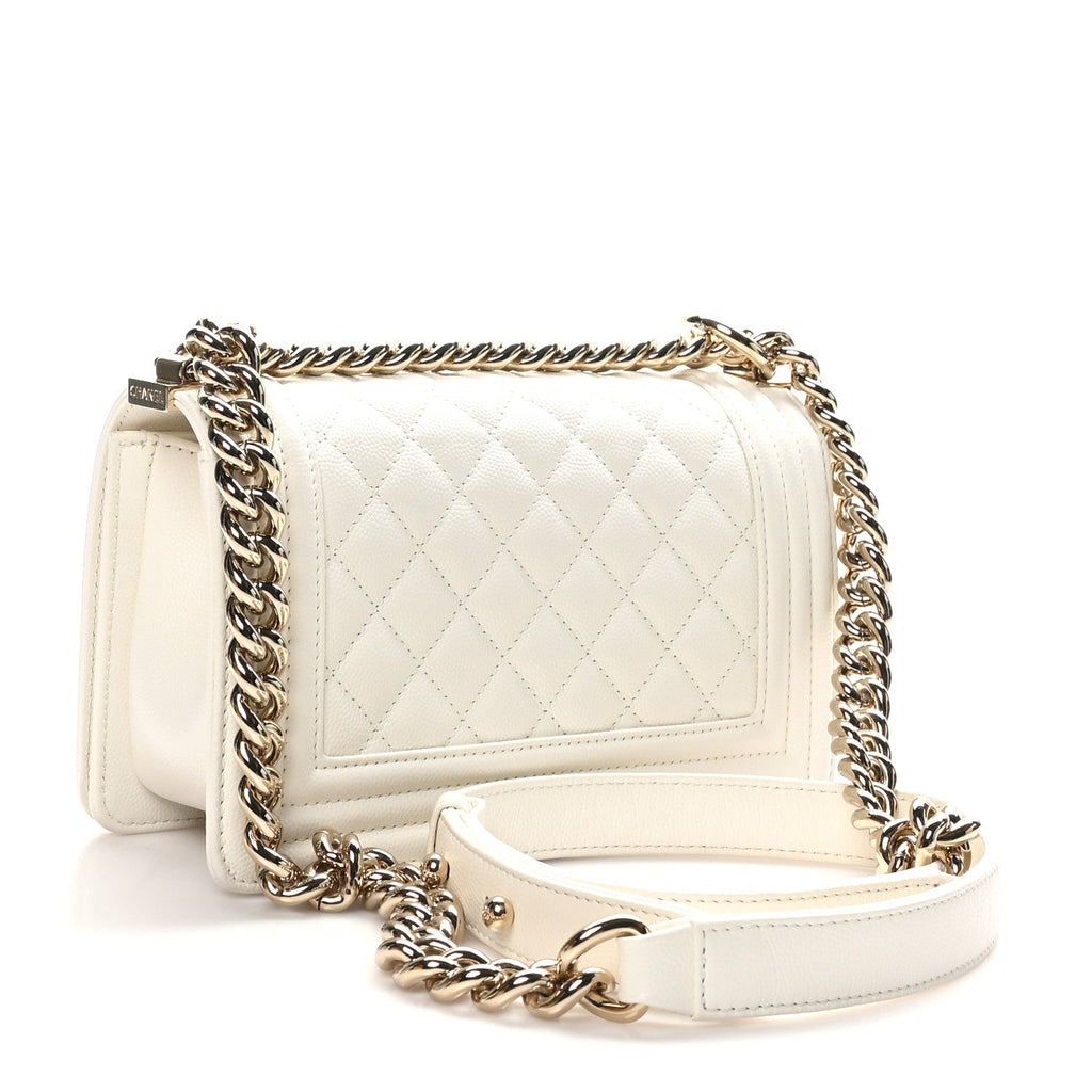 Caviar Quilted Small Boy Flap White