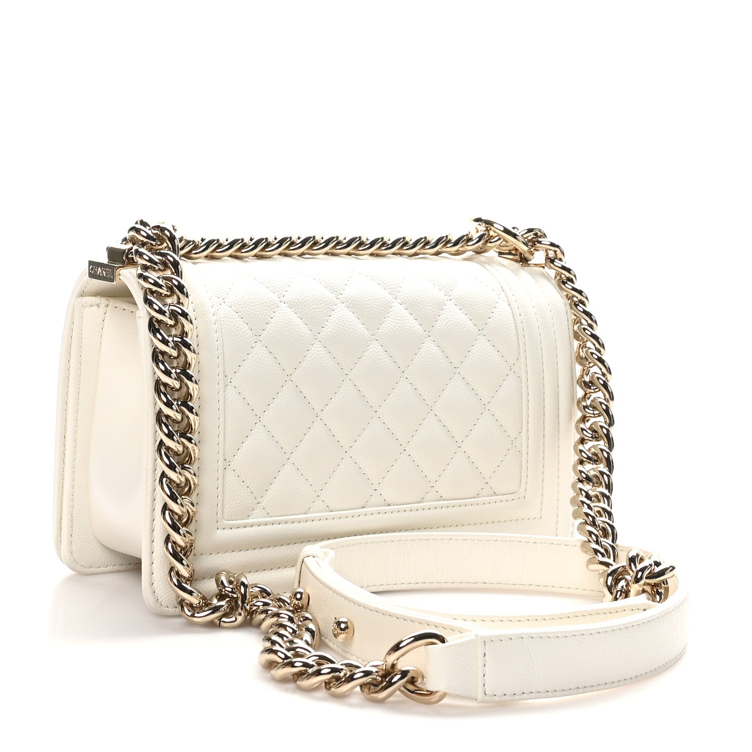 Caviar Quilted Small Boy Flap White