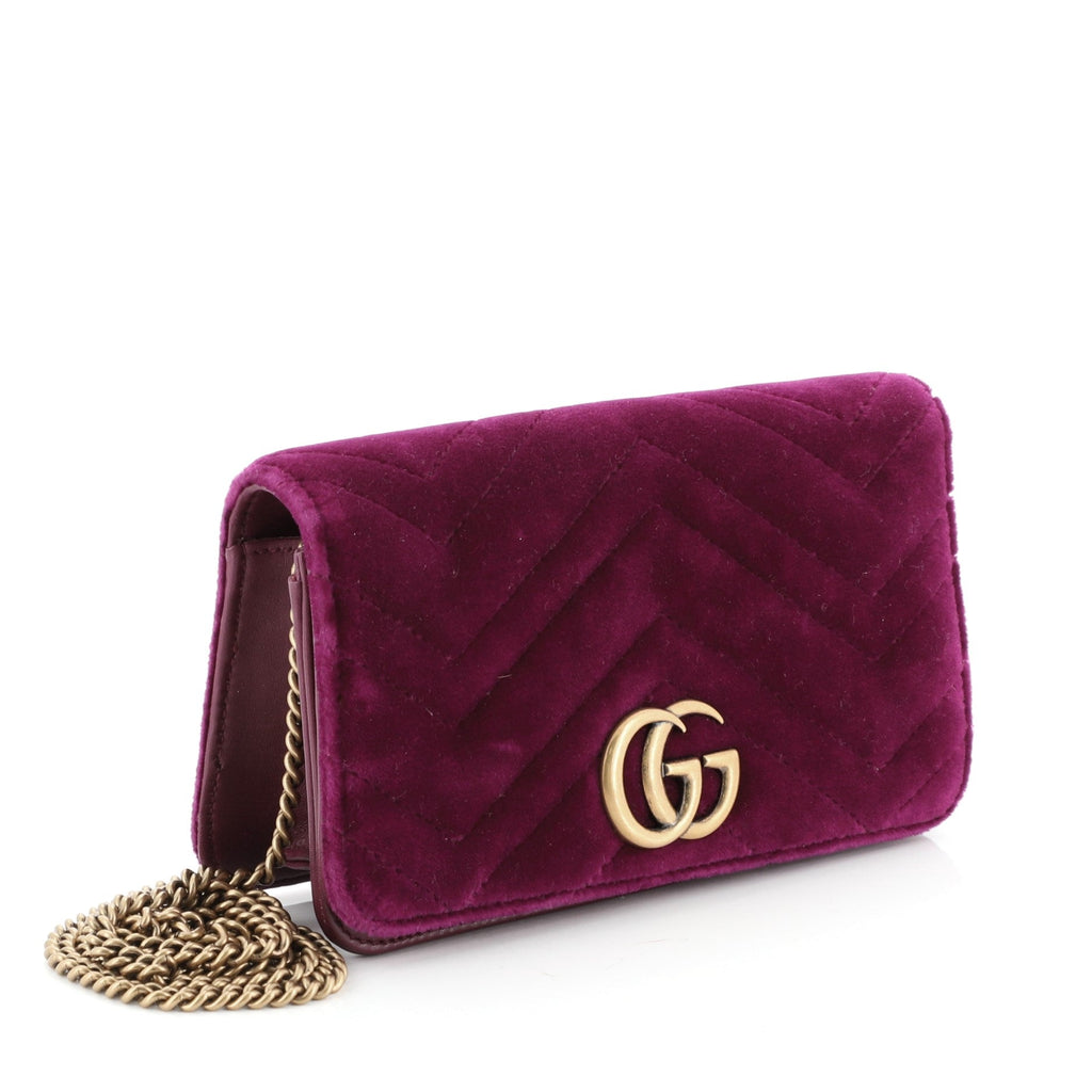 GG Marmont Chain Flap Bag Matelasse Velvet Mini