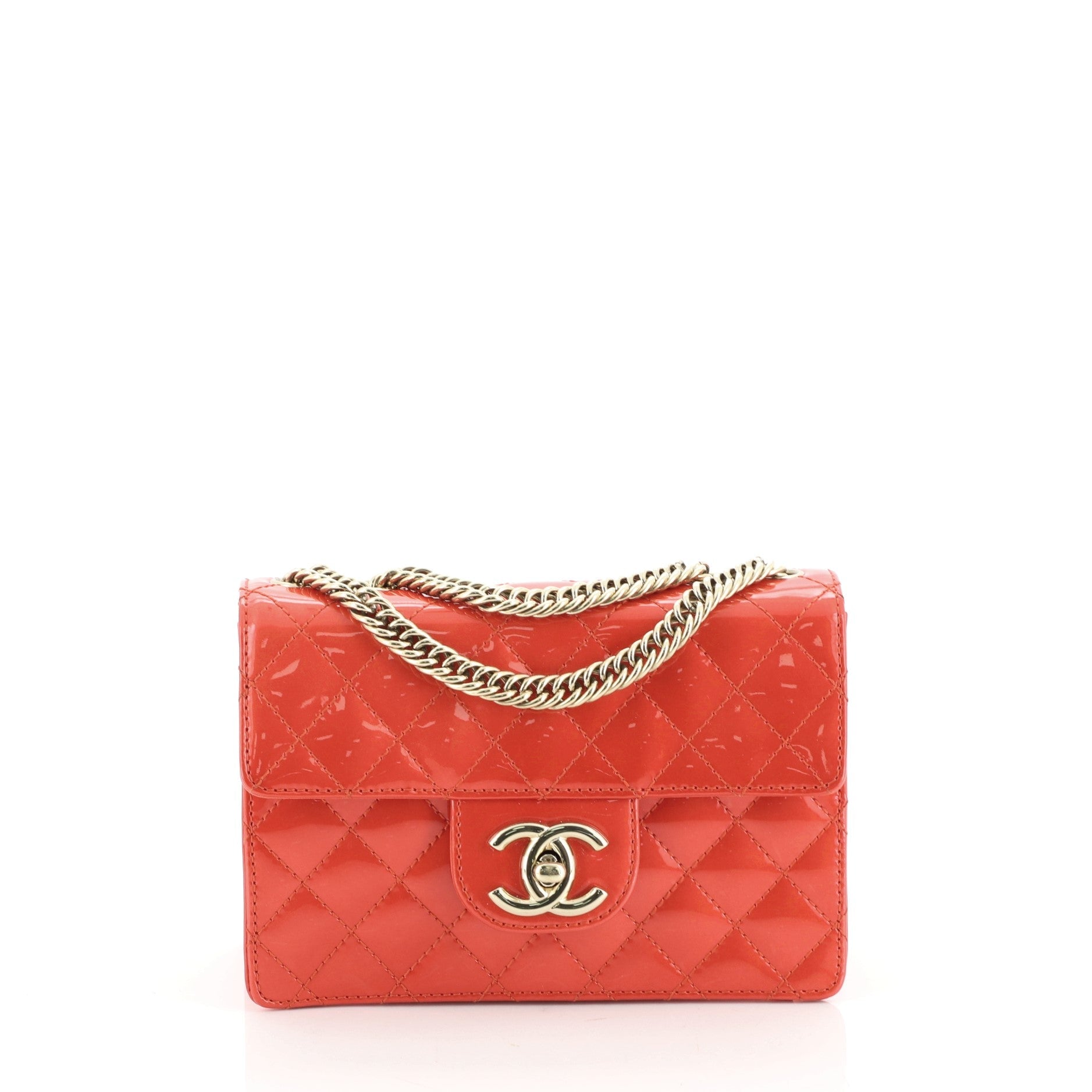 Vintage Square CC Flap Bag Quilted Patent Mini