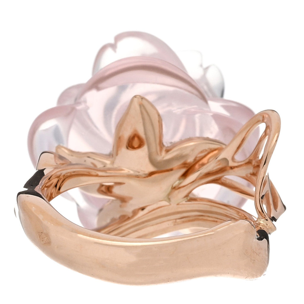 18K Pink Gold Diamond Rose Quartz Dior Pre Catelan Ring 50 5.25