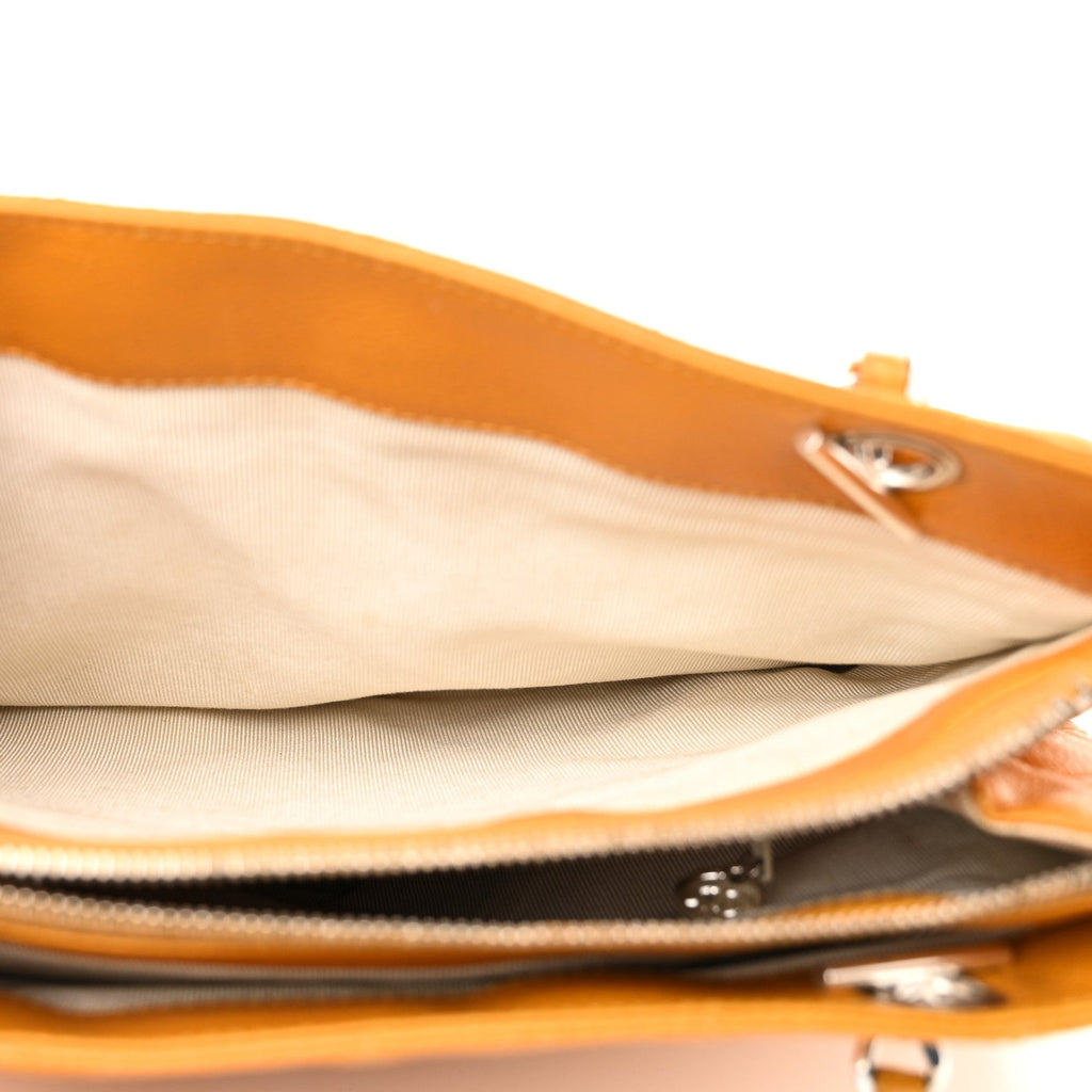Caviar Quilted Pocket Shopping Tote Orange