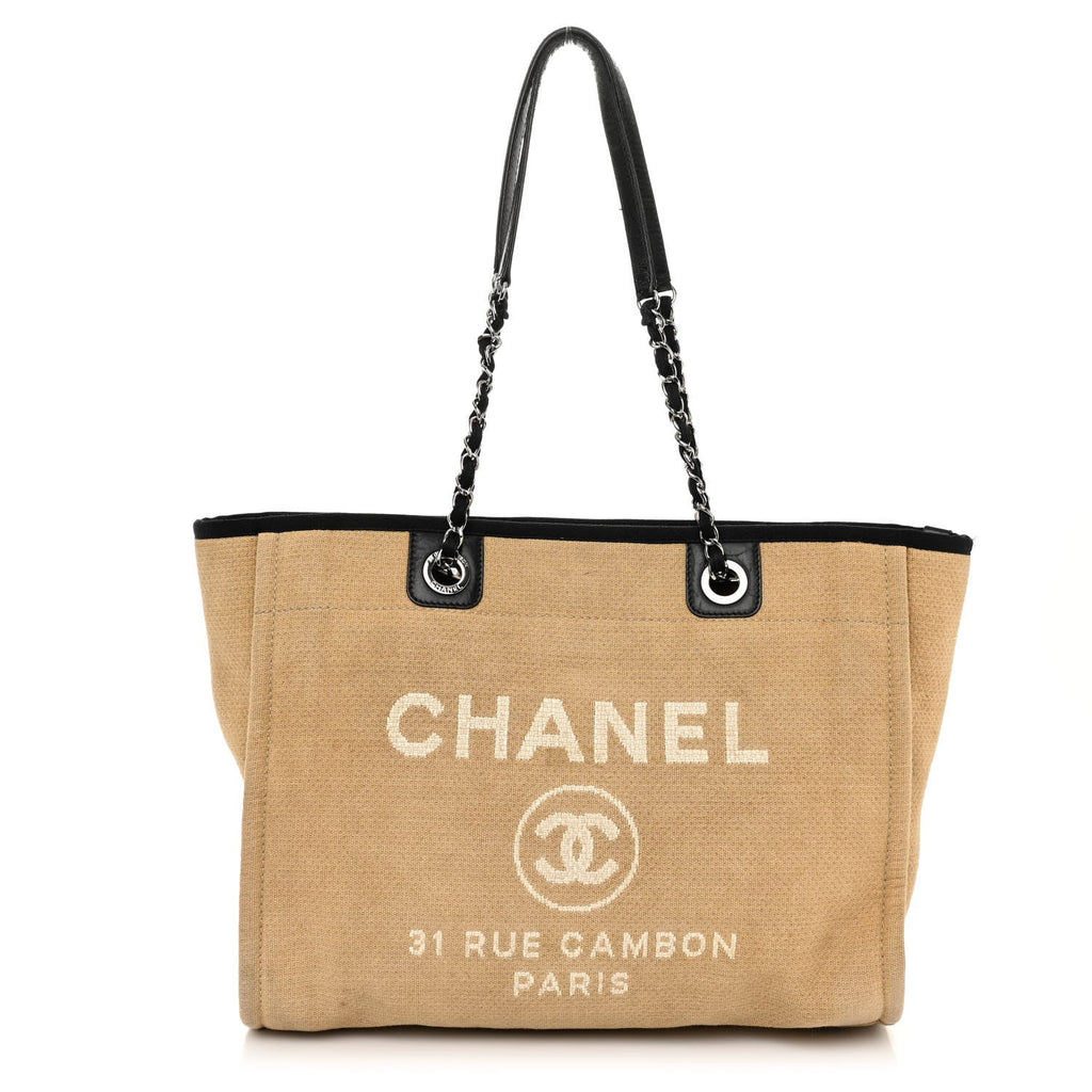 Canvas Small Deauville Tote Beige Black