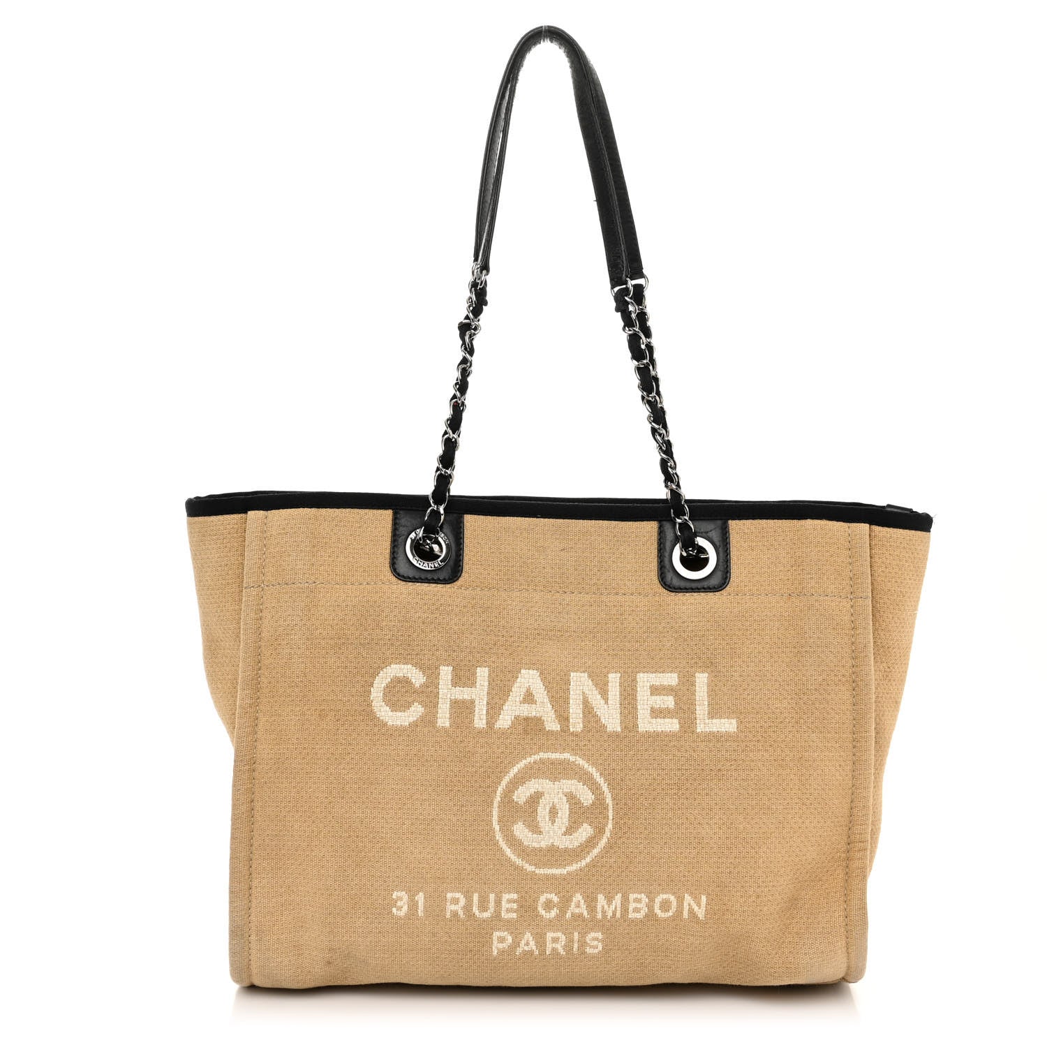 Canvas Small Deauville Tote Beige Black