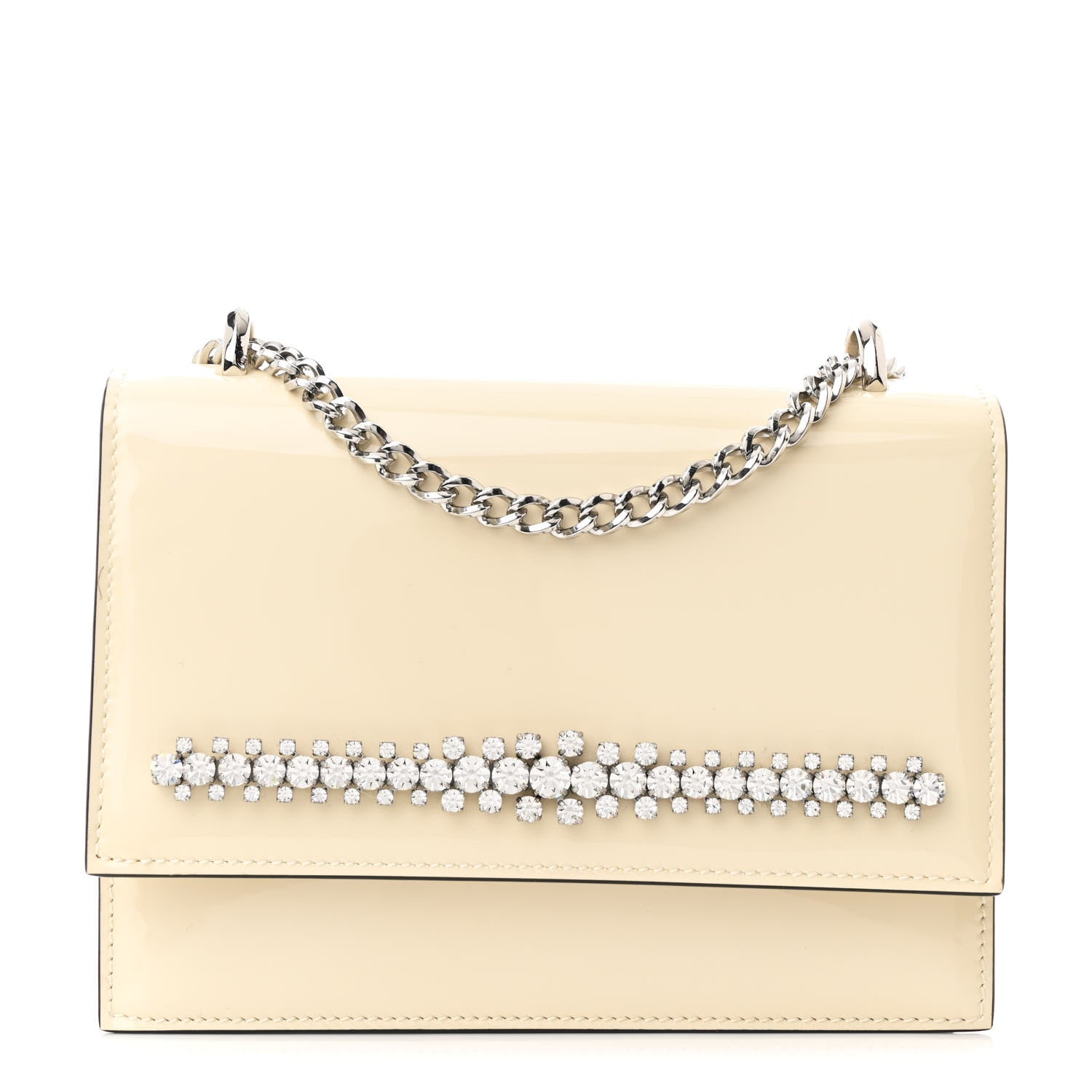 Patent Crystal Embellished Bing Bohemia Crossbody Bag White
