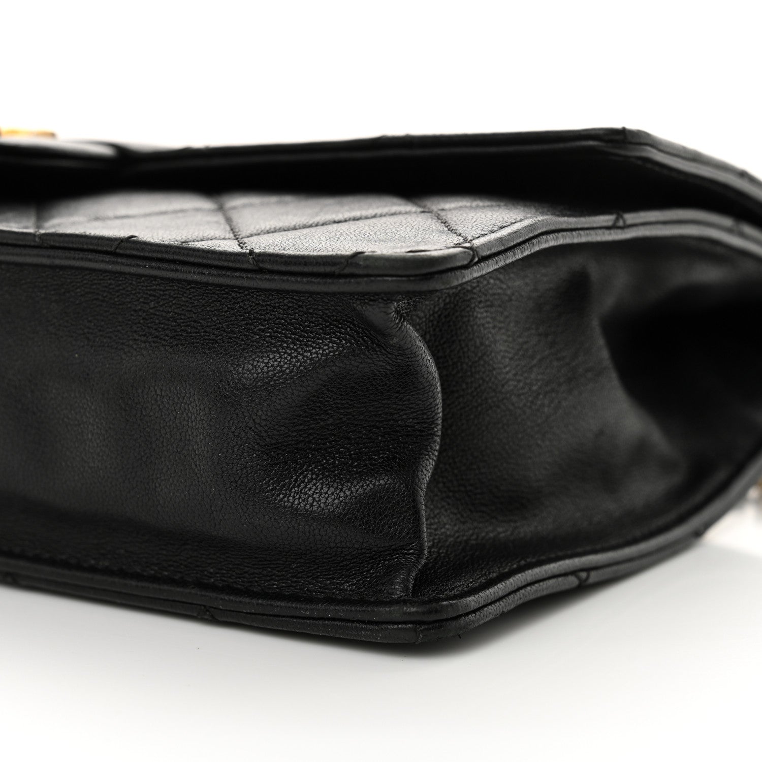 Lambskin Quilted Large Pearl Chain Flap Bag Black