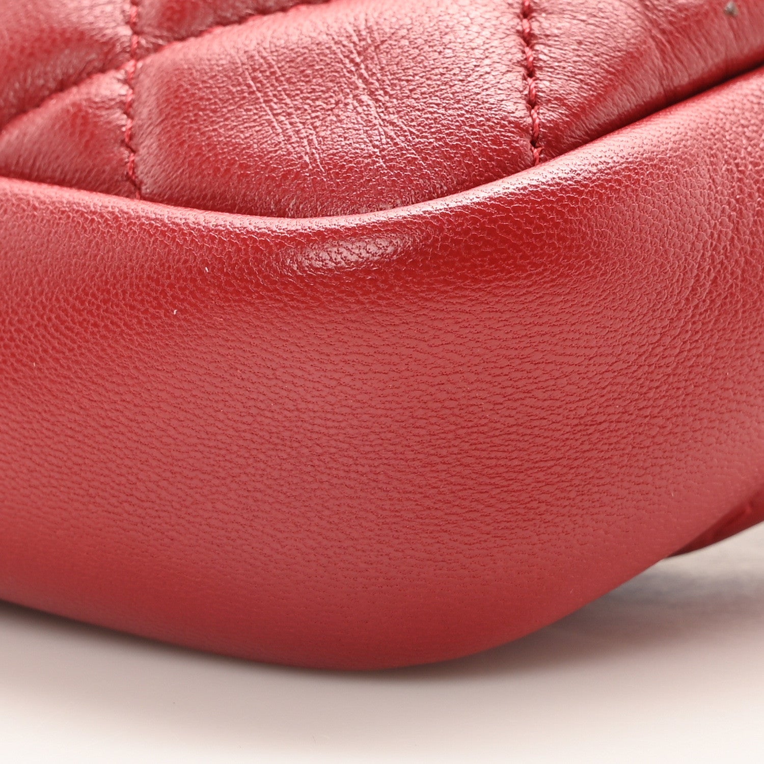 Lambskin Quilted Waist Bag With Pouch Red