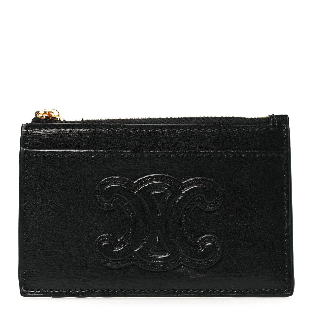 Smooth Lambskin Zip Triomphe  Holder Black