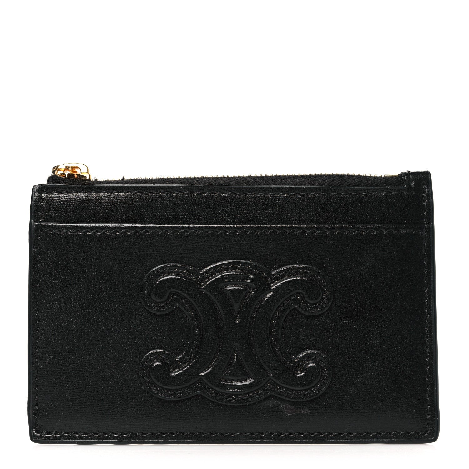 Smooth Lambskin Zip Triomphe  Holder Black