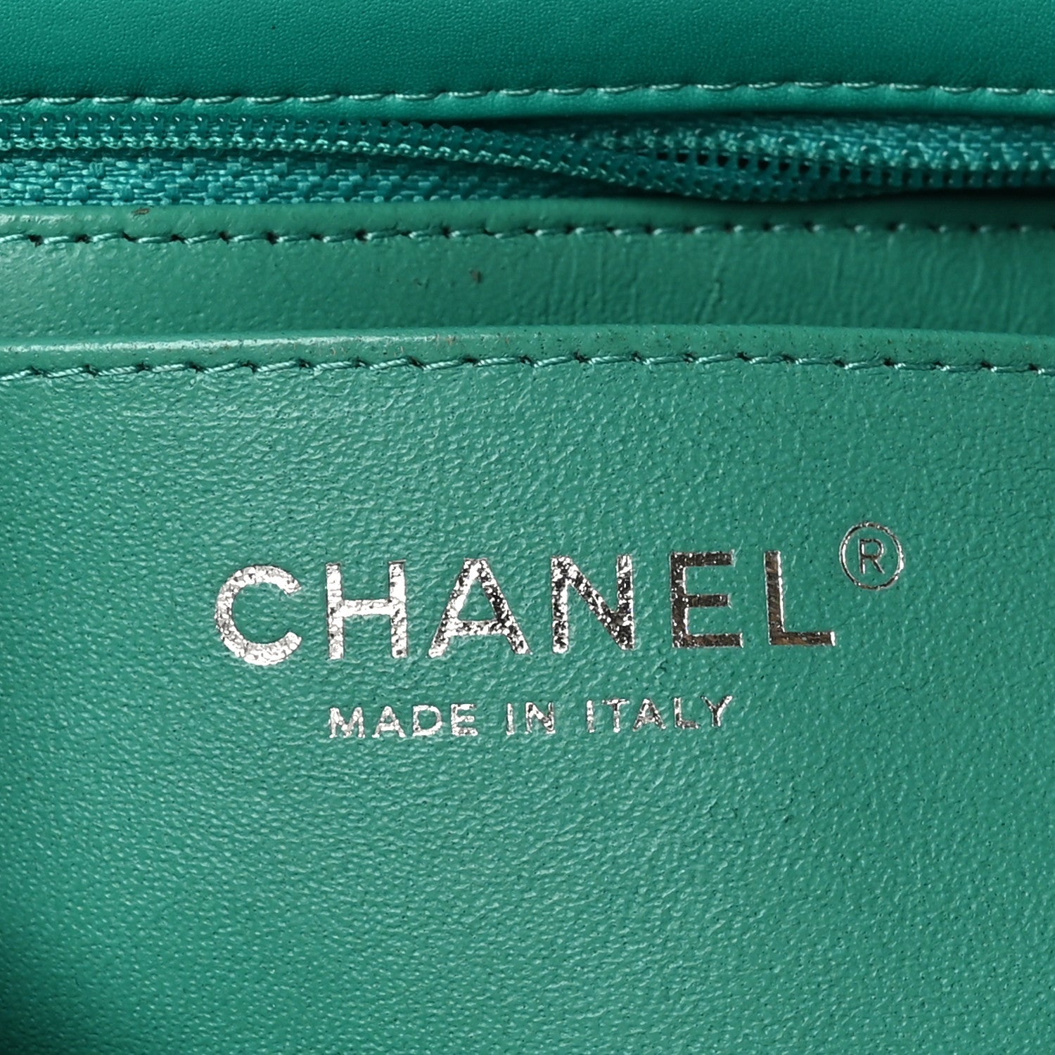 Patent Calfskin Quilted Mini Rectangular Flap Green
