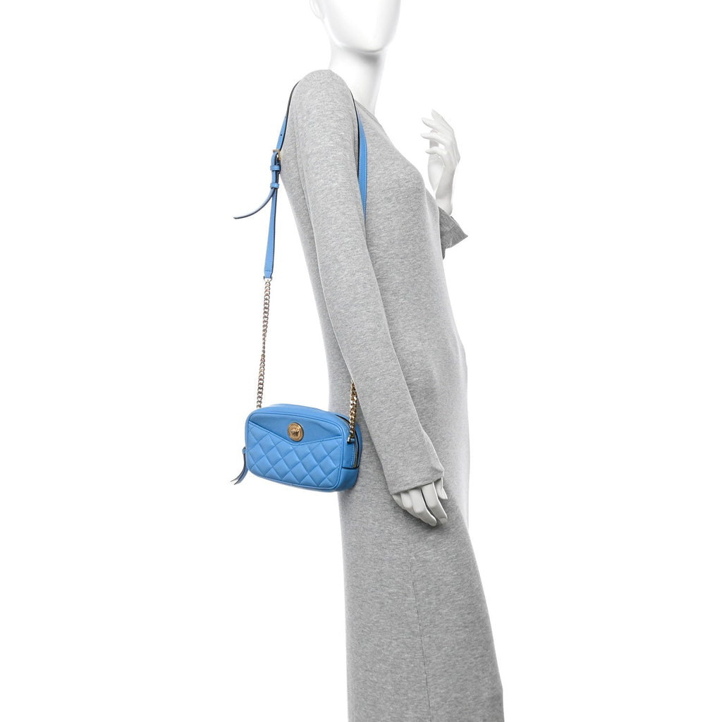 Nappa Quilted Medusa Camera Bag Blue
