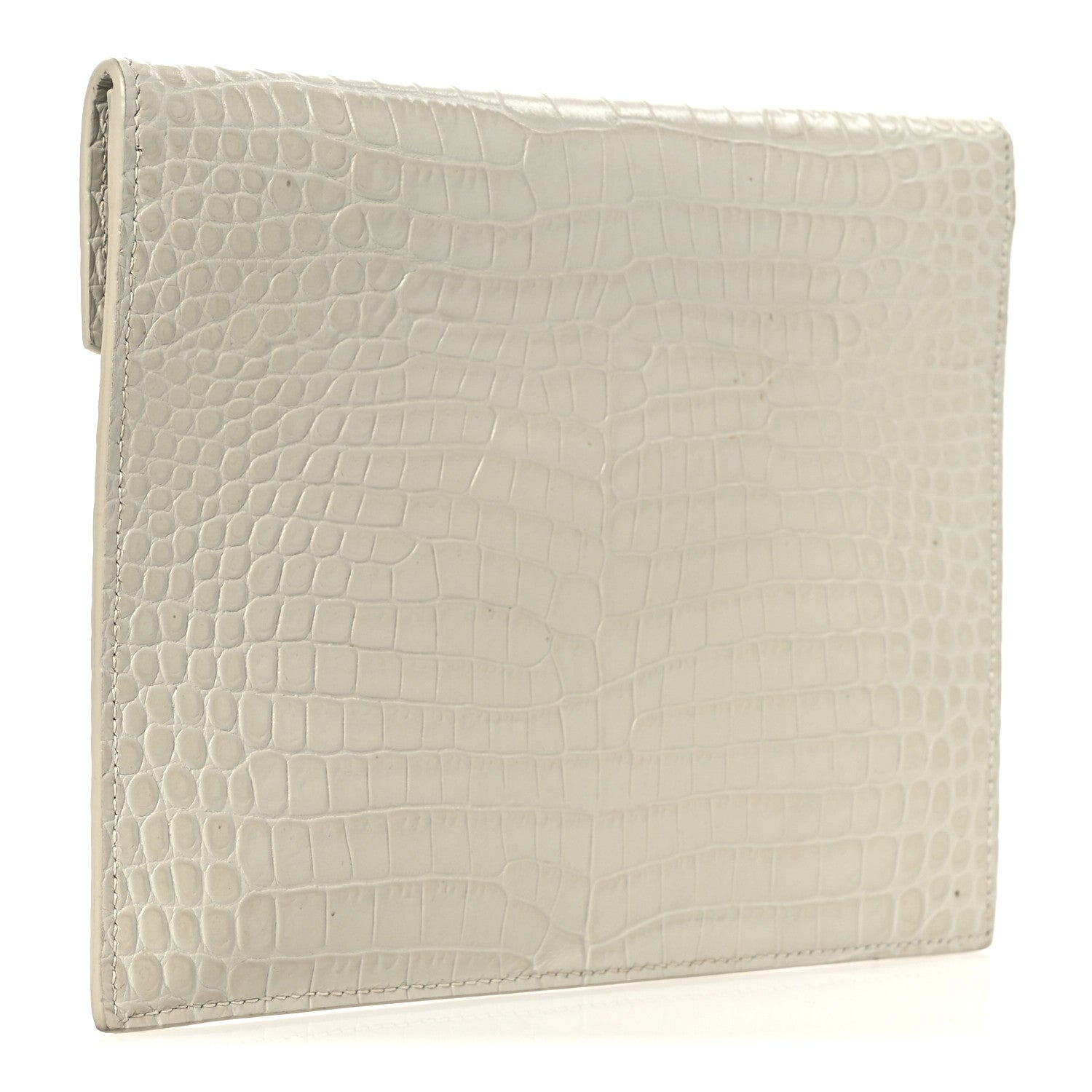 Calfskin Crocodile Embossed Monogram Uptown Baby Pouch Perle